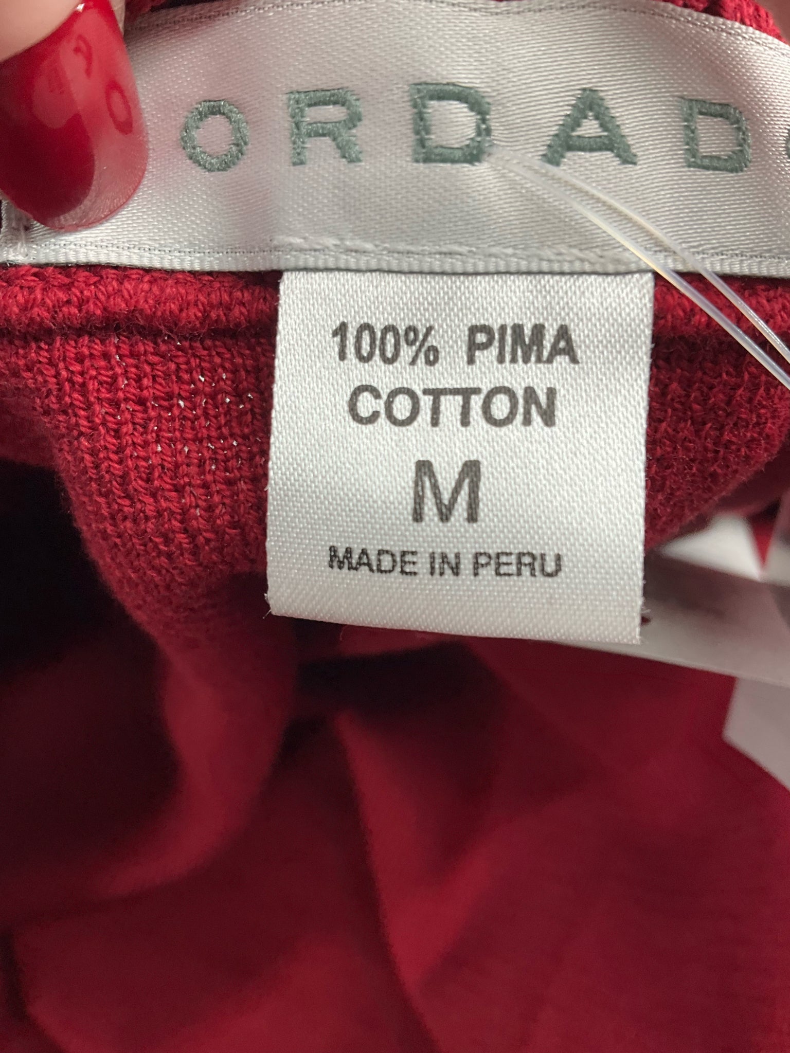 Bordado - Red Solid Pre-Owned Ladies New With Tags Casual Top -  Size M