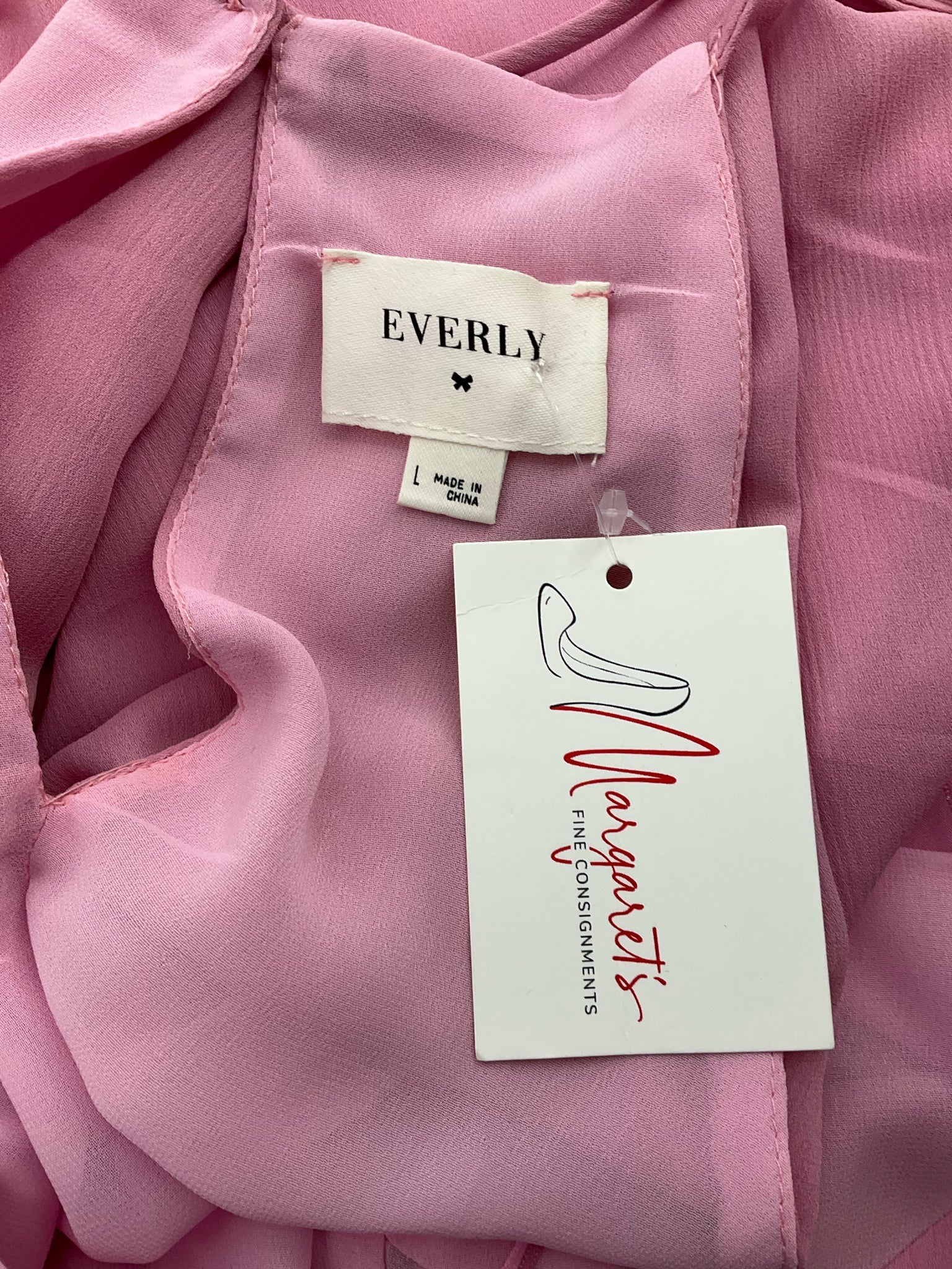 Everly Pink Solid Pre-Owned Ladies Dress - Size Large