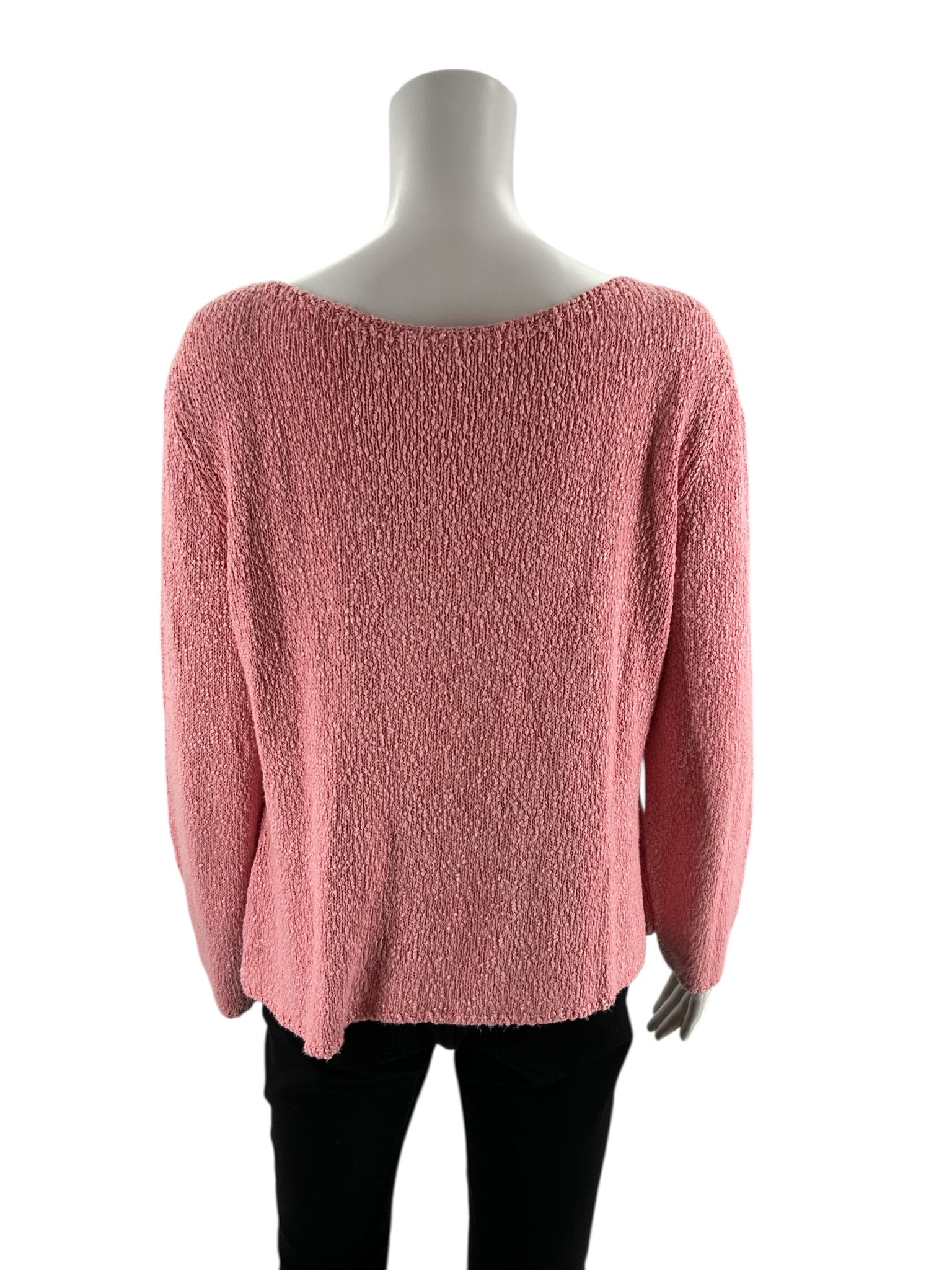 No Brand - Pink Solid Pre-Owned Ladies Casual Top - Size Large