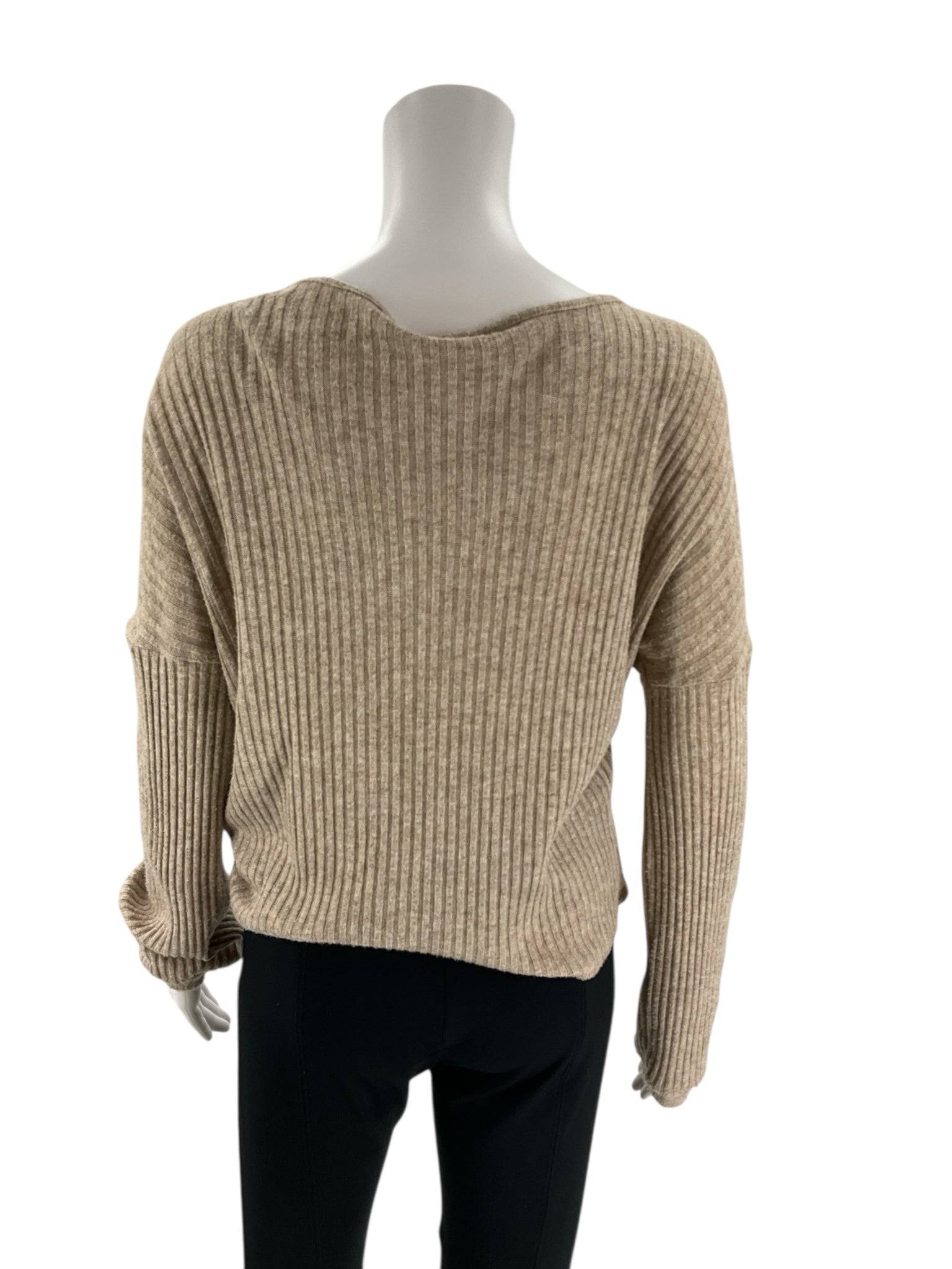 Pink Lily Beige Ribbed Top - Size Small - Margaret’s Fine Consignment