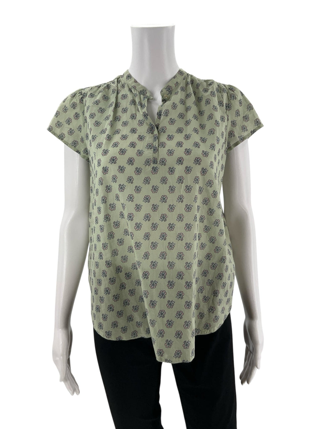 J Jill Green Floral Pre-Owned Ladies Top - Size XS Petite