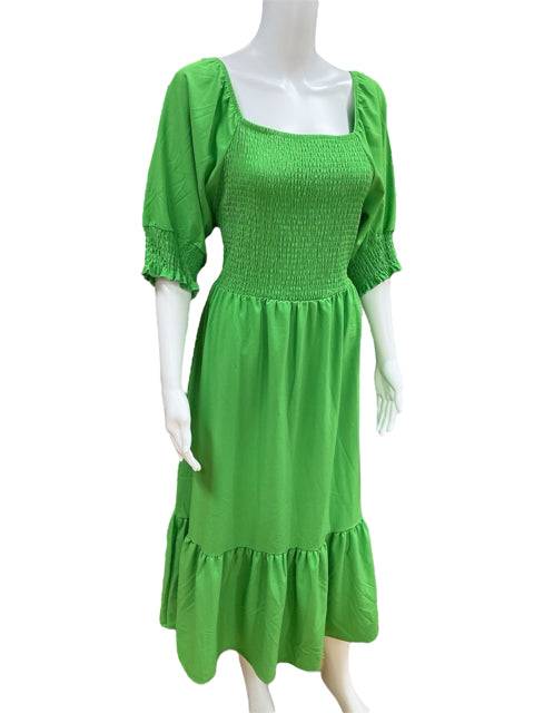 Michelle McDowell Green Solid Ladies Pre-Owned Dress - Size Large - Margaret’s Fine Consignment