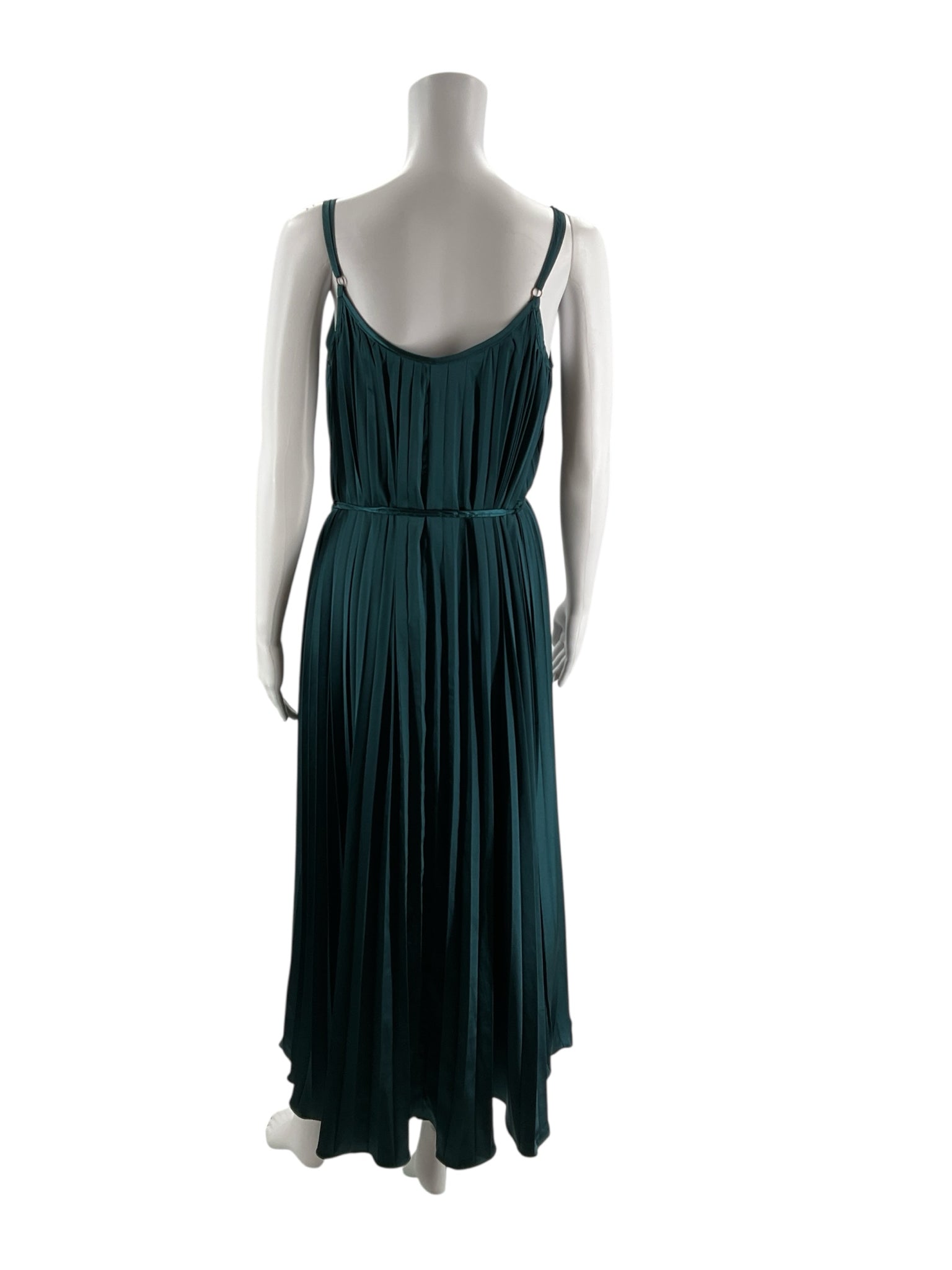 Bishop & Young Forest Green Silk Pre-Owned Ladies Dress - Size Medium