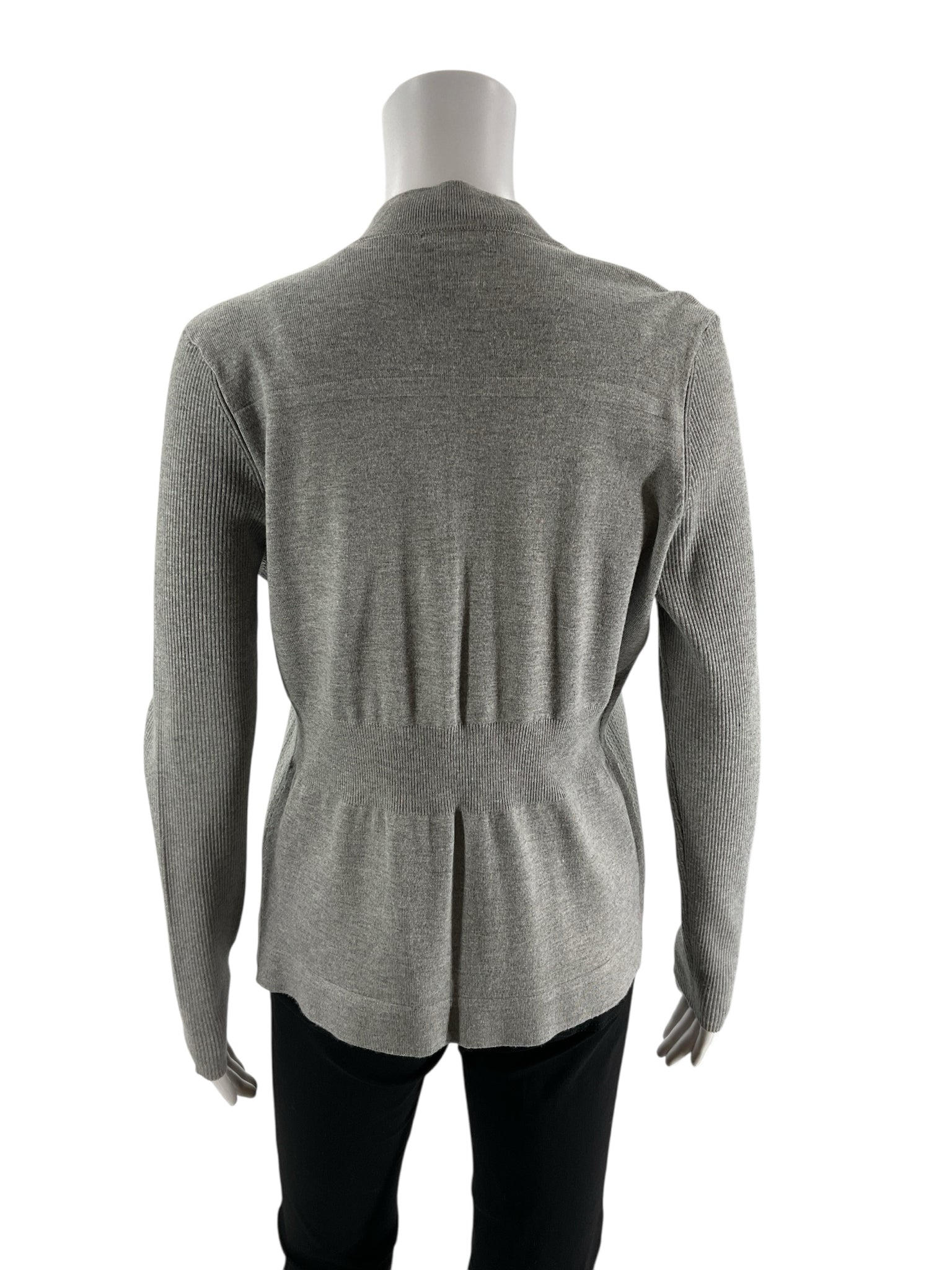 Gray sequined Caché ladies' shrug in size large, featuring an open front design perfect for evening or cocktail events.