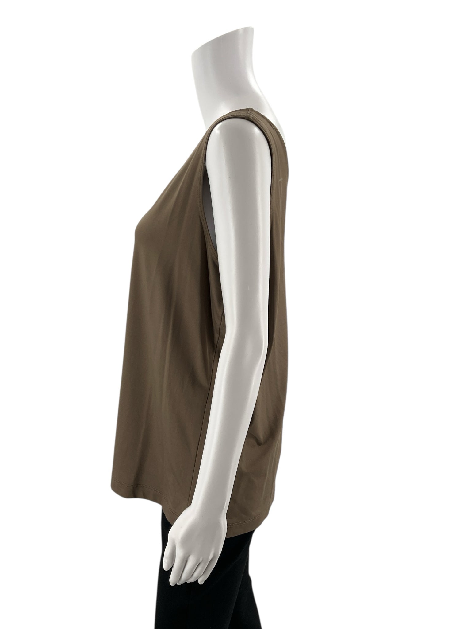 No Brand - Taupe Solid Pre-Owned Ladies Casual Top - Size Large