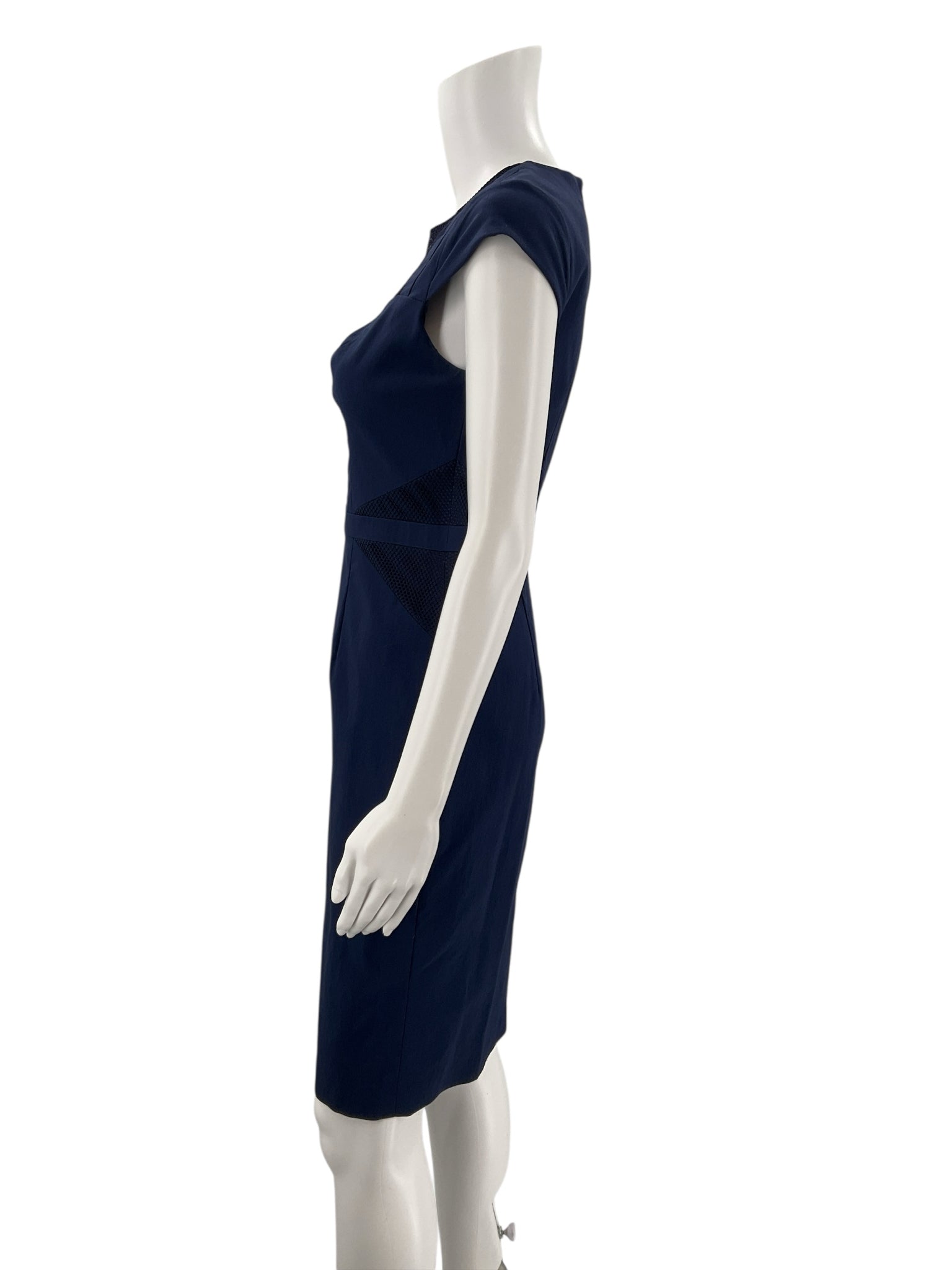 Black Navy Mesh Pre-Owned Ladies Dress - Size 2
