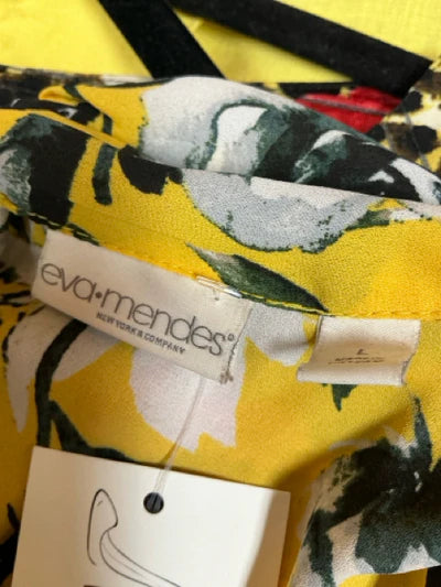 Eva Mendes Yellow/Green Floral Pre-Owned Ladies Top - Size Large