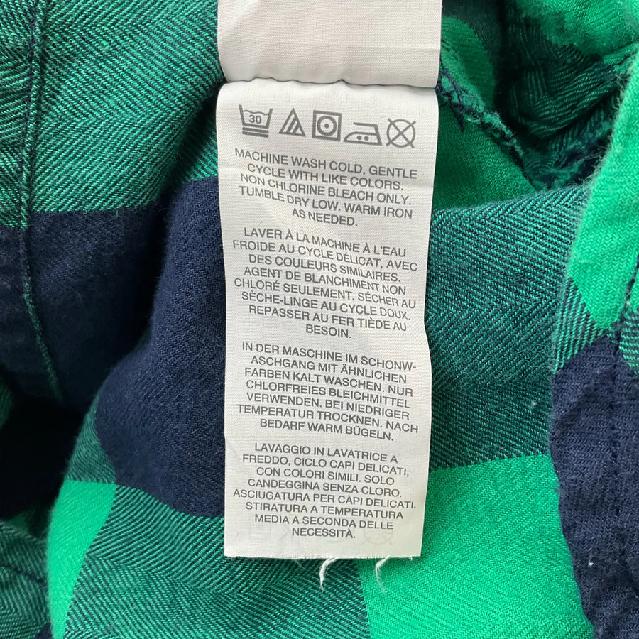 J Crew Green/Navy Checkered Pre-Owned Ladies Top - Size 2
