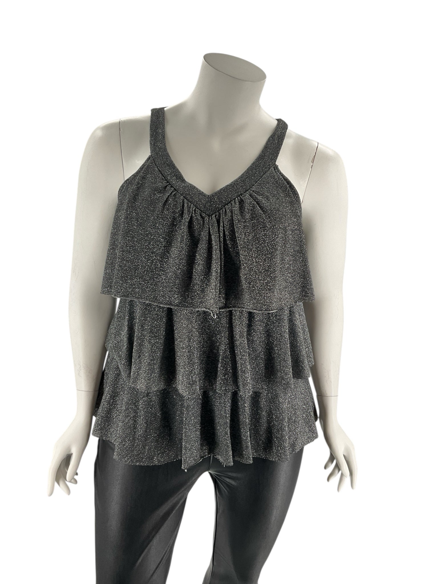 Deb Gray Sparkle Pre-Owned Ladies Sleeveless Top - Size 1X