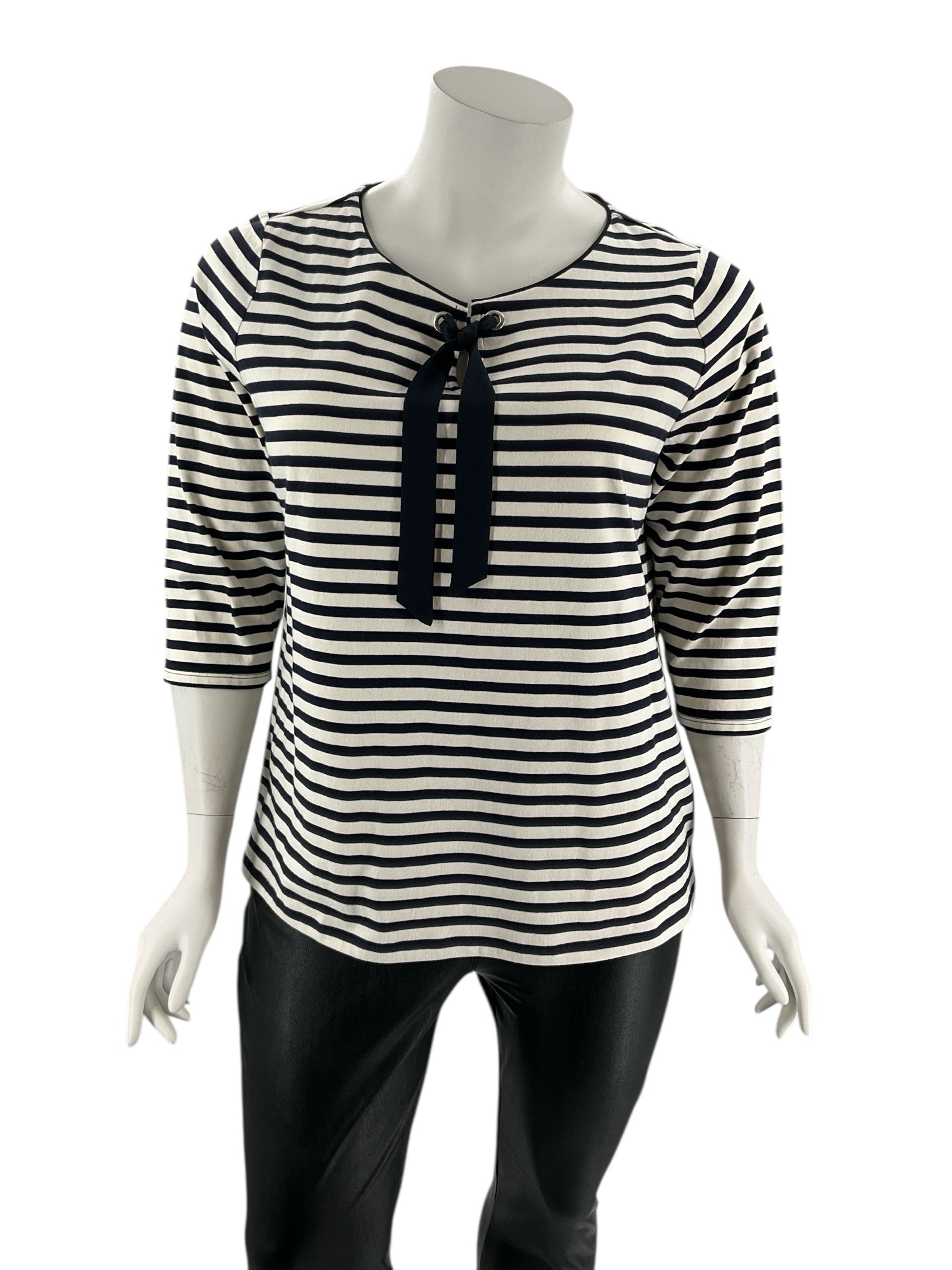 Talbots Navy/Ecru Stripe Pre-Owned Ladies Top - Size 2X