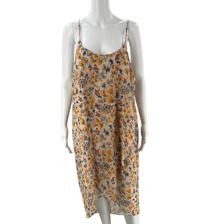 Gianni Bini Yellow/Blue Floral Pre-Owned Ladies Dress - Size Large