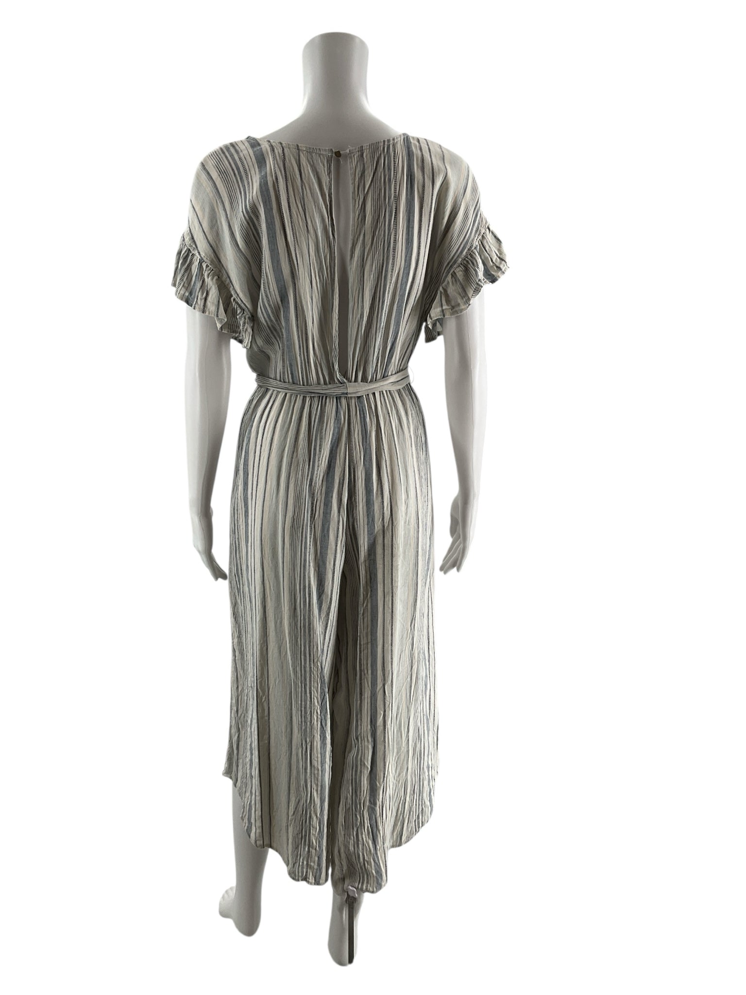 June & Hudson White/Blue Stripe Pre-Owned Ladies Jumpsuit - Size Small