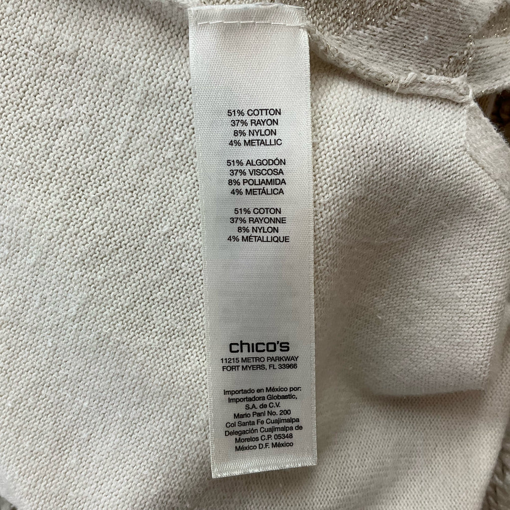 Chico's Cream/Gold Sparkle Pre-Owned Ladies Top -  Size Large