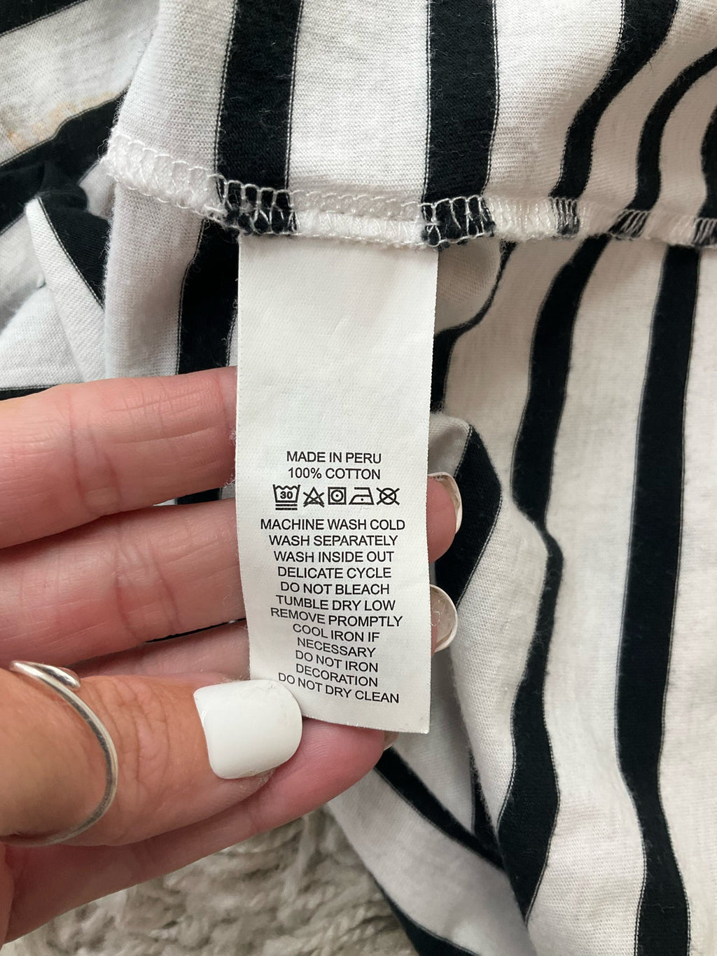 Kate Spade white and multi floral stripe graphic tee, short sleeve, pullover style, size small for women.