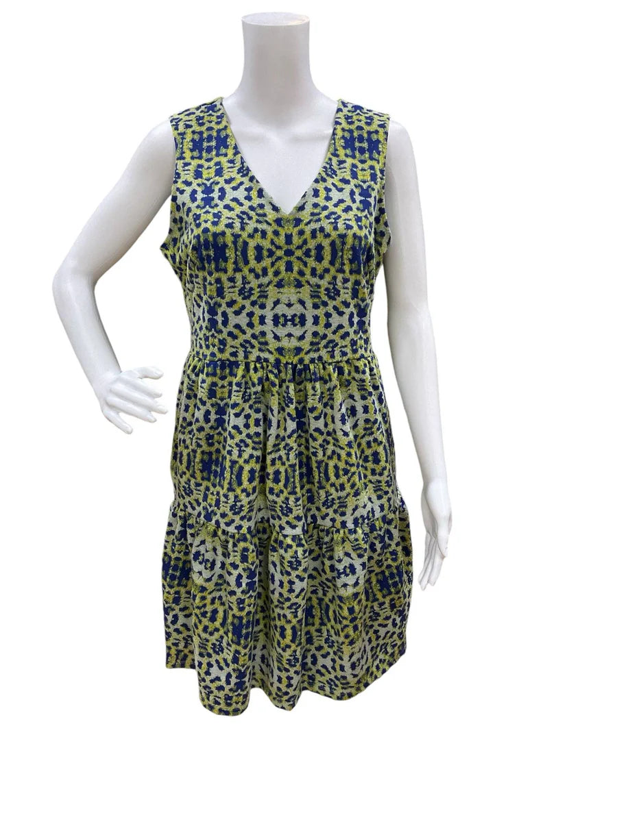 Tyler Boe Blue/Green Print Ladies Pre-Owned Dress - Size Small