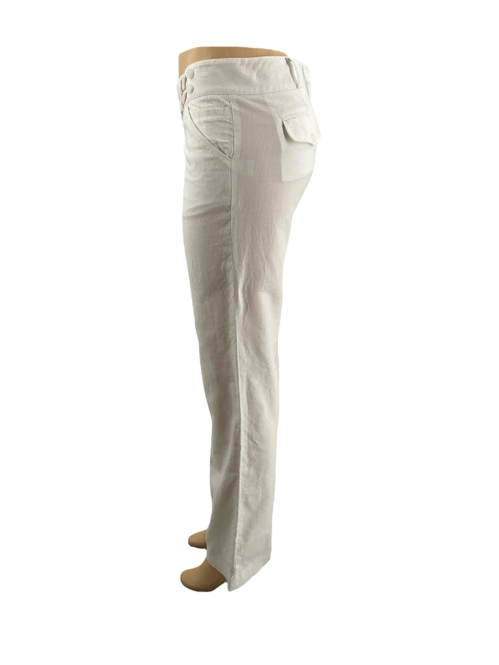 White solid wide leg sailor trousers by Robert Rodriguez, size 4, featuring a mid-rise and preppy coastal style.