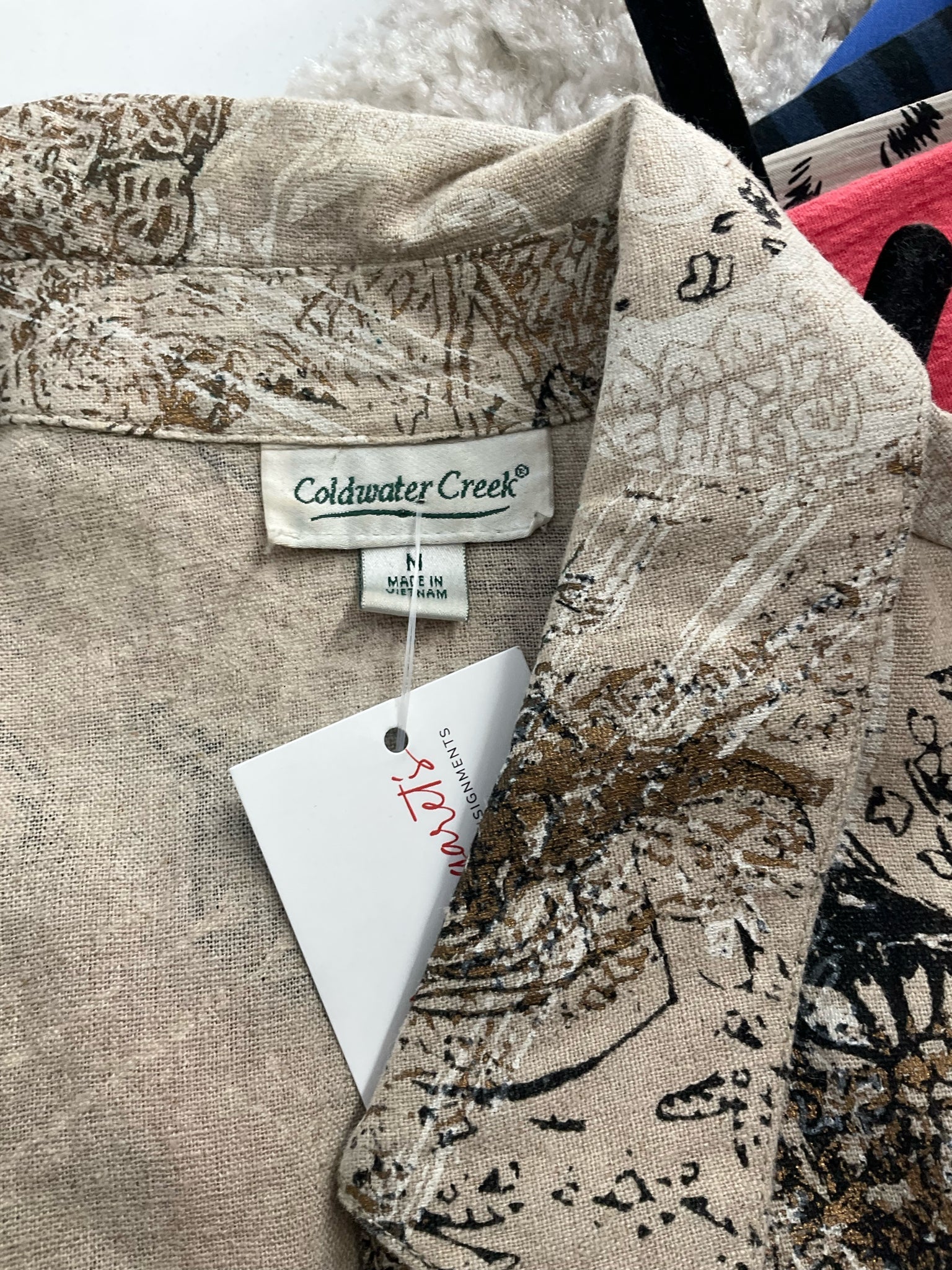 Coldwater Creek - Tan/black Print Pre-Owned Ladies Casual Top - Size M