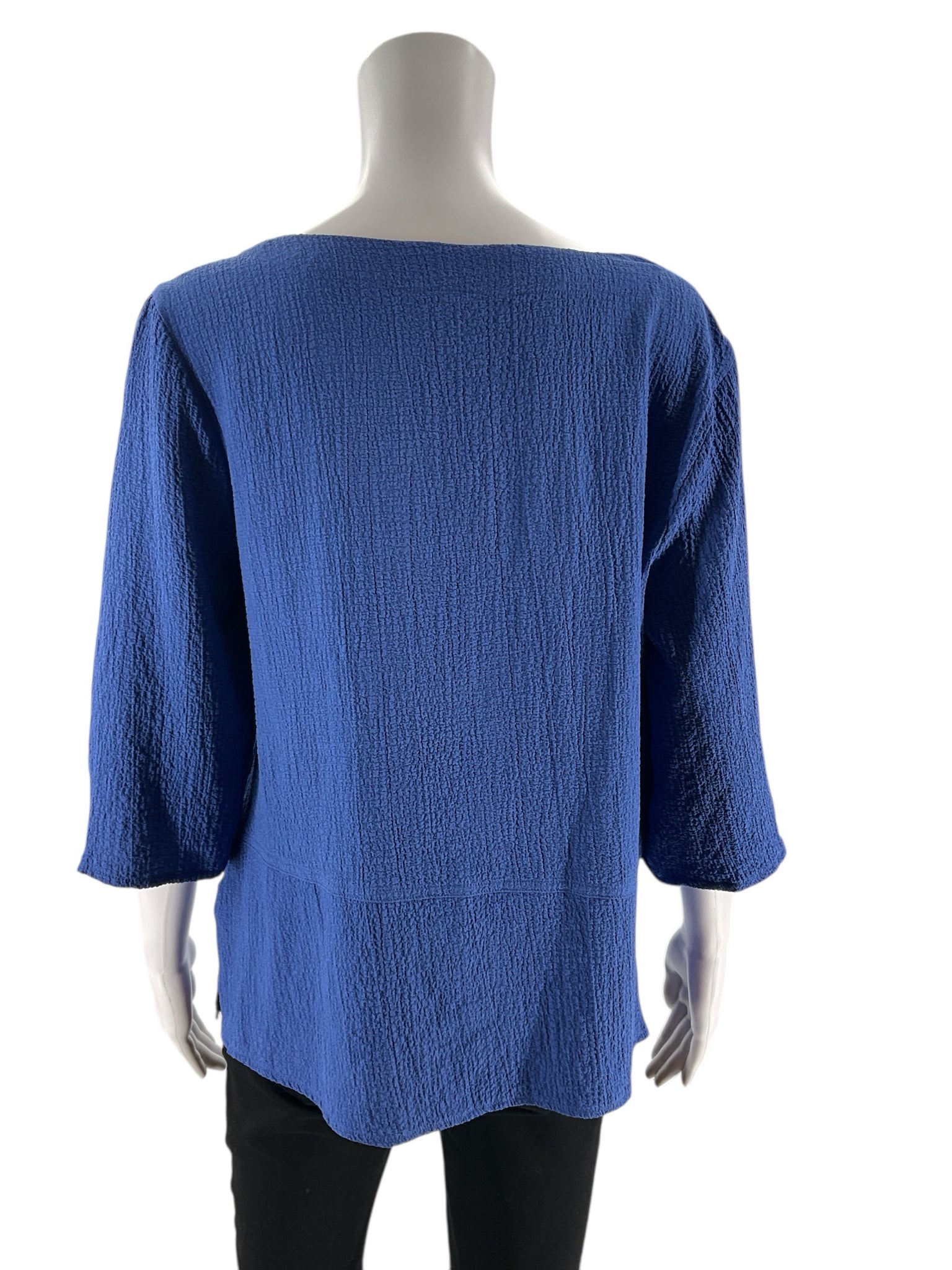 Peck & Peck - Blue Textured Pre-Owned Ladies Casual Top - Size Small