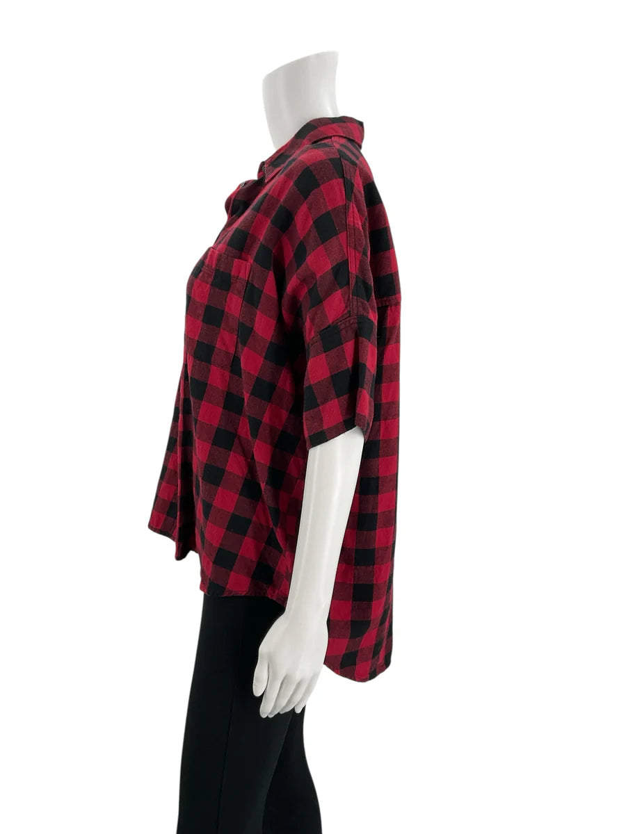 Madewell Red/Black Buffalo Check Pre-Owned Ladies Top - Size Small
