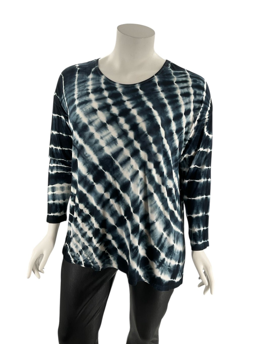 Style & Co Navy/White Tye Dye Pre-Owned Ladies Casual Top -  Size 2X