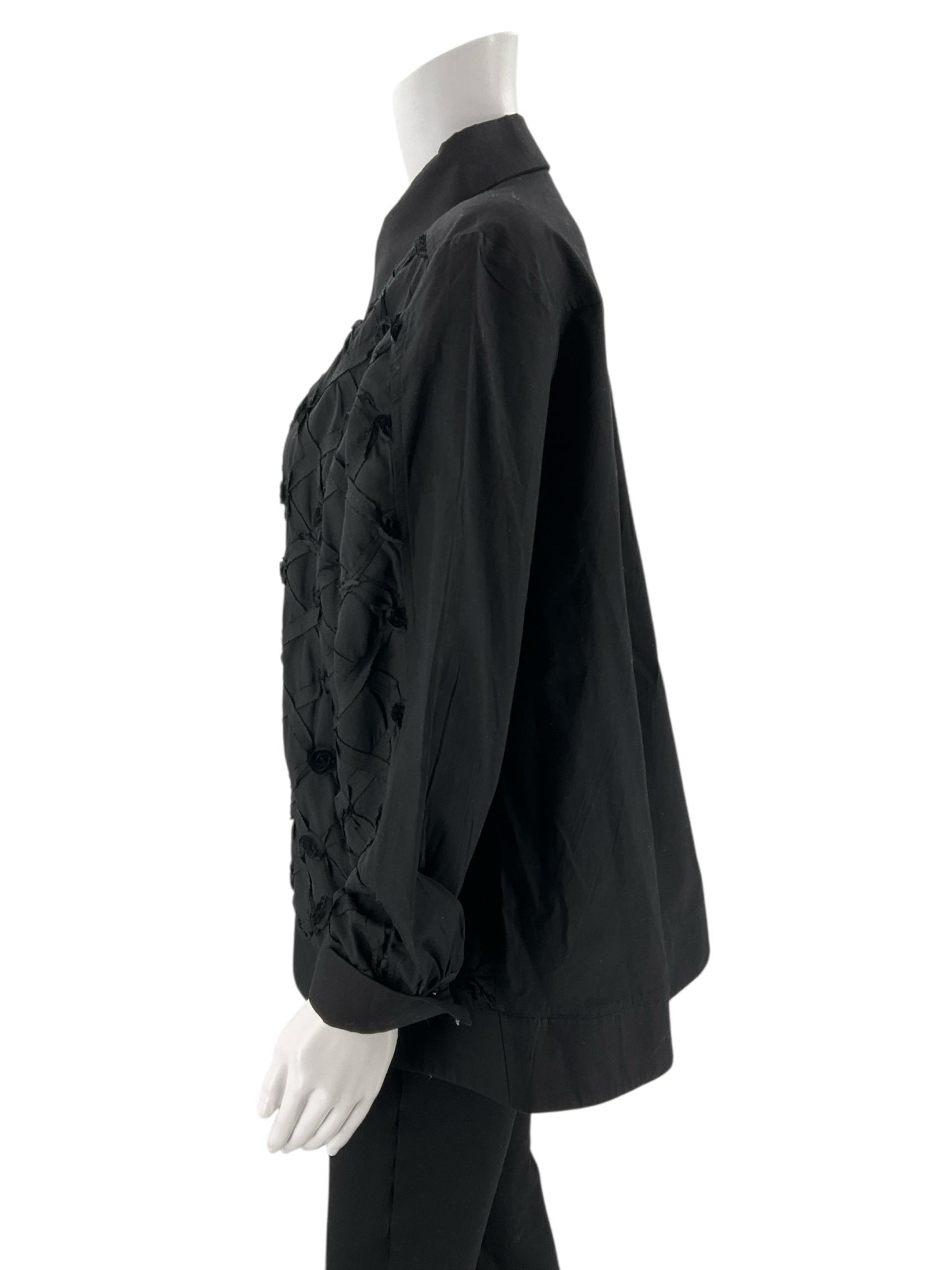 Anthony - Black Textured Pre-Owned Ladies Casual Top - Size Large