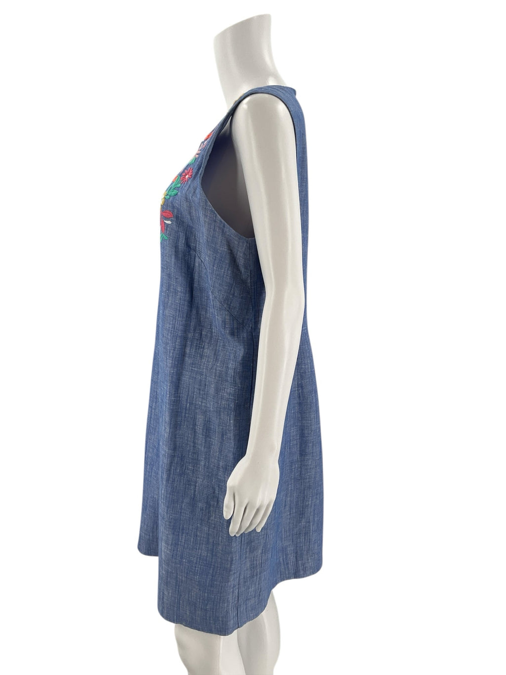 Talbots Chambray Embroidered Pre-Owned Ladies Dress - Size 14 Petite - Margaret’s Fine Consignment