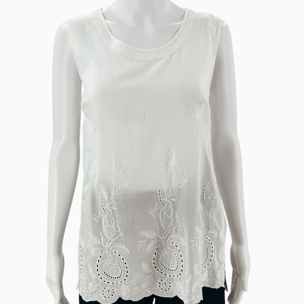 Tribella White Solid Pre-Owned Ladies Top - Size Small Petite - Margaret’s Fine Consignment