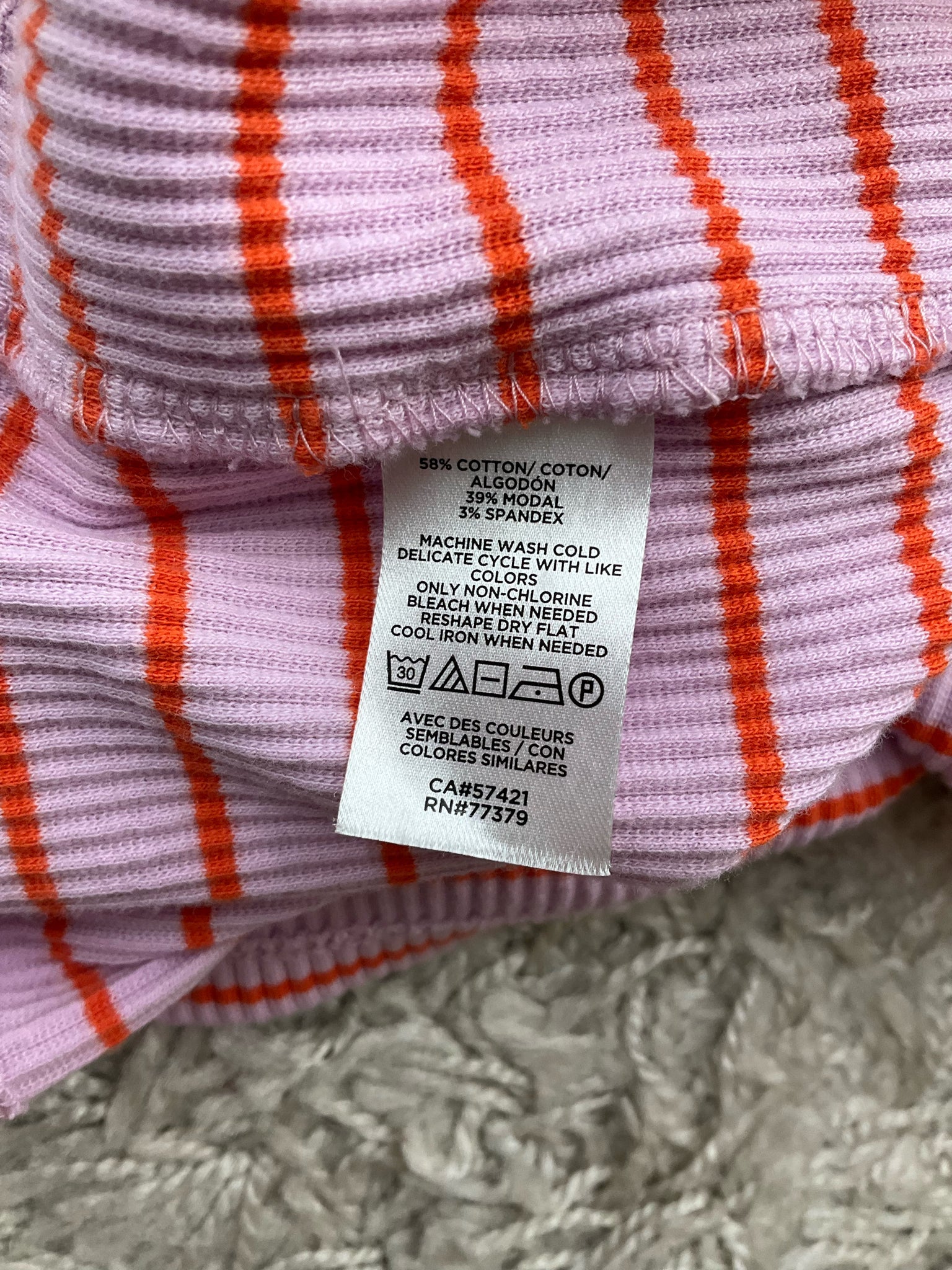 Ann Taylor pink and orange striped pre-owned ladies top in size large, perfect for classic office casual style.