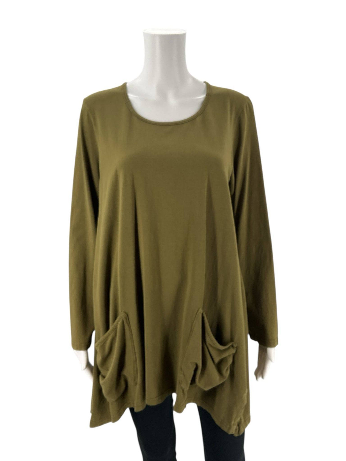Iridium Olive Solid Top - Size Small - Margaret’s Fine Consignment