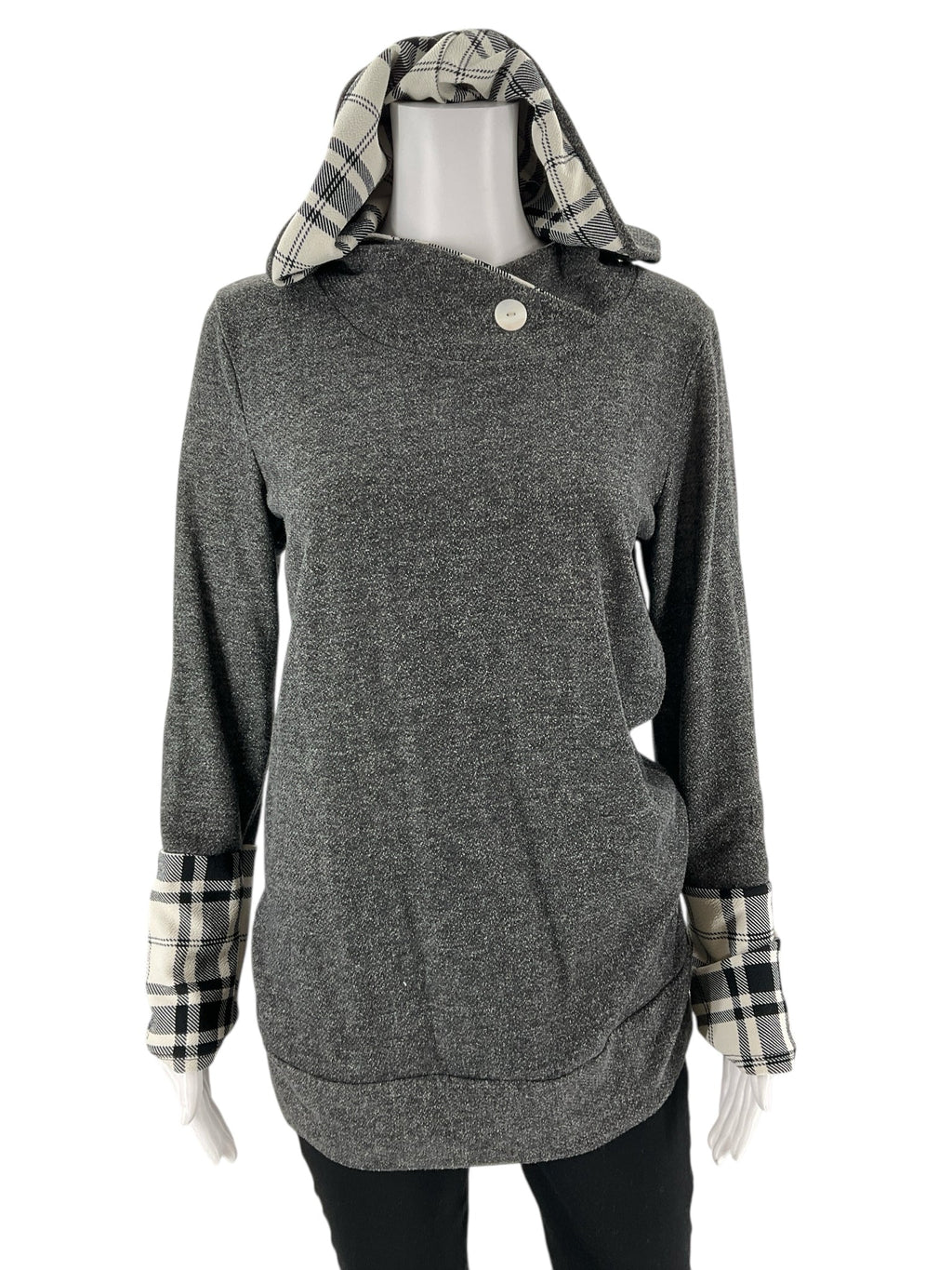 Twenty Second - heather gray Plaid Pre-Owned Ladies Casual Top - Size M