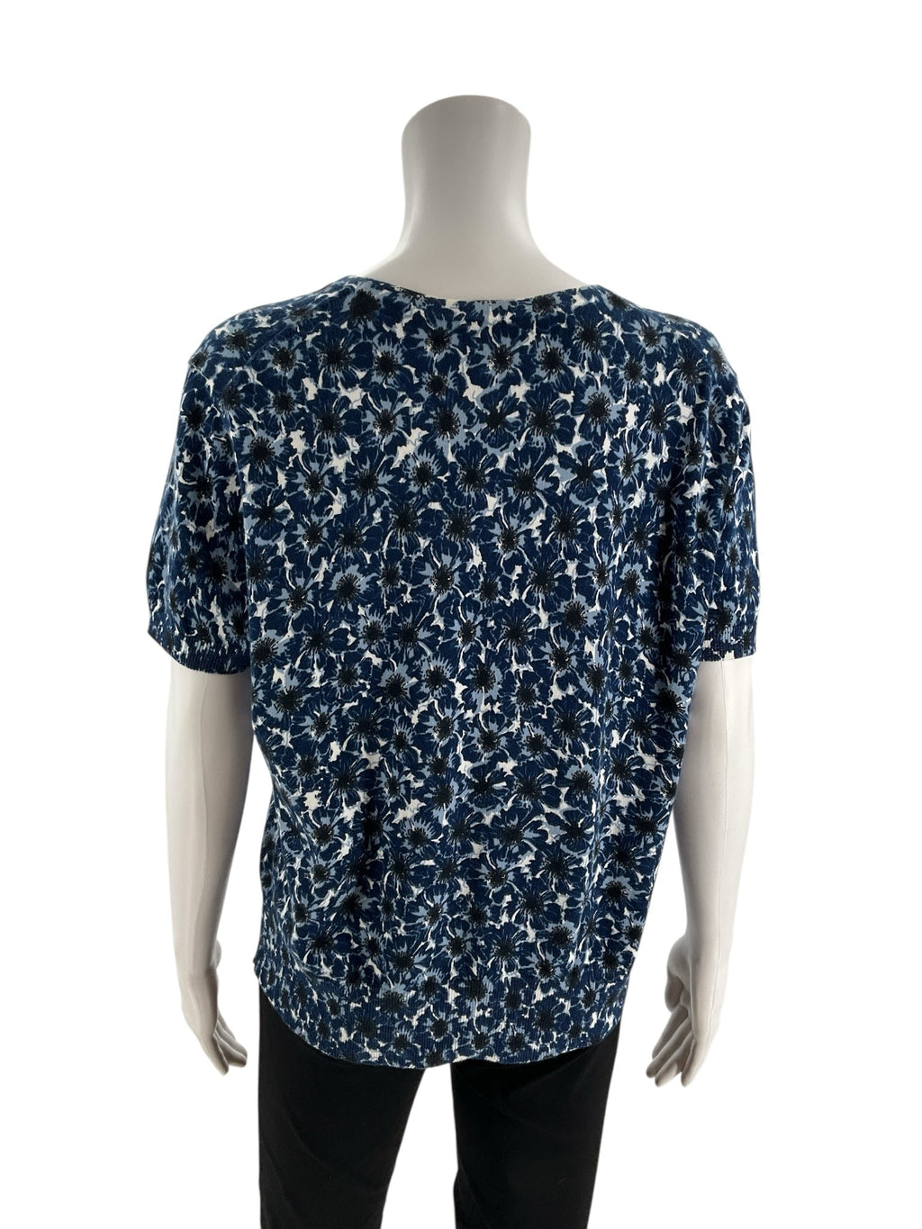 Brooks Brothers Navy/White Floral Pre-Owned Ladies Top - Size Large