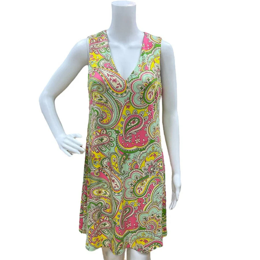 Julie Brown Yellow/Green Ladies Pre-Owned New with Tags Dress - Size Small