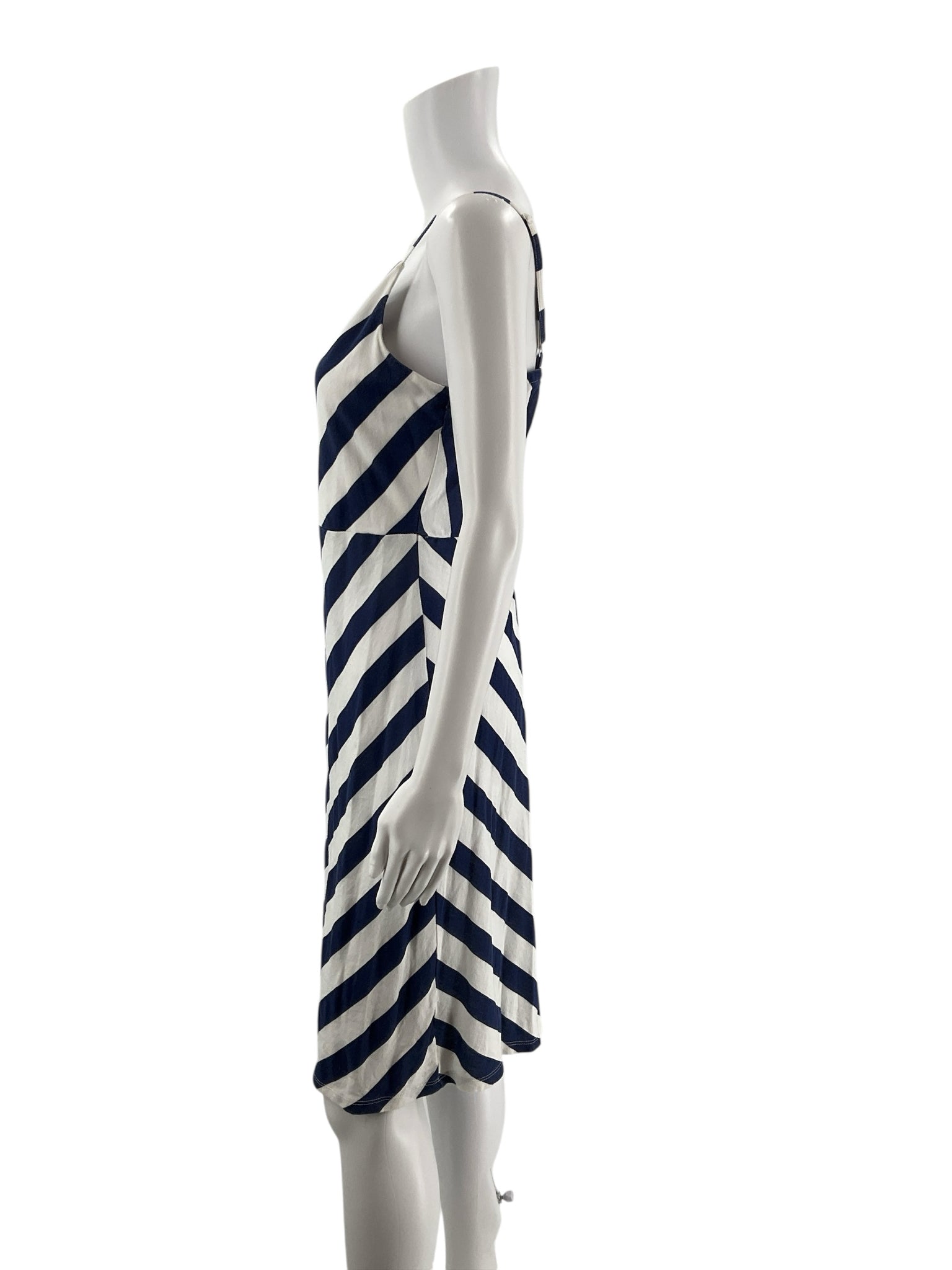 Old Navy White/Blue Stripe Pre-Owned Ladies Dress - Size Medium