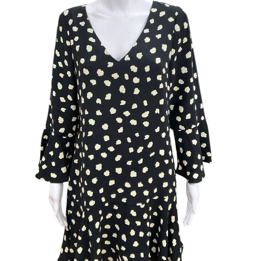 Julie Brown Black/Tan Print Pre-Owned Ladies Dress - Size 6