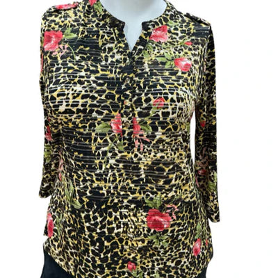 Cathy Daniels Black/Brown/Red Pre-Owned Ladies Top - Size Large
