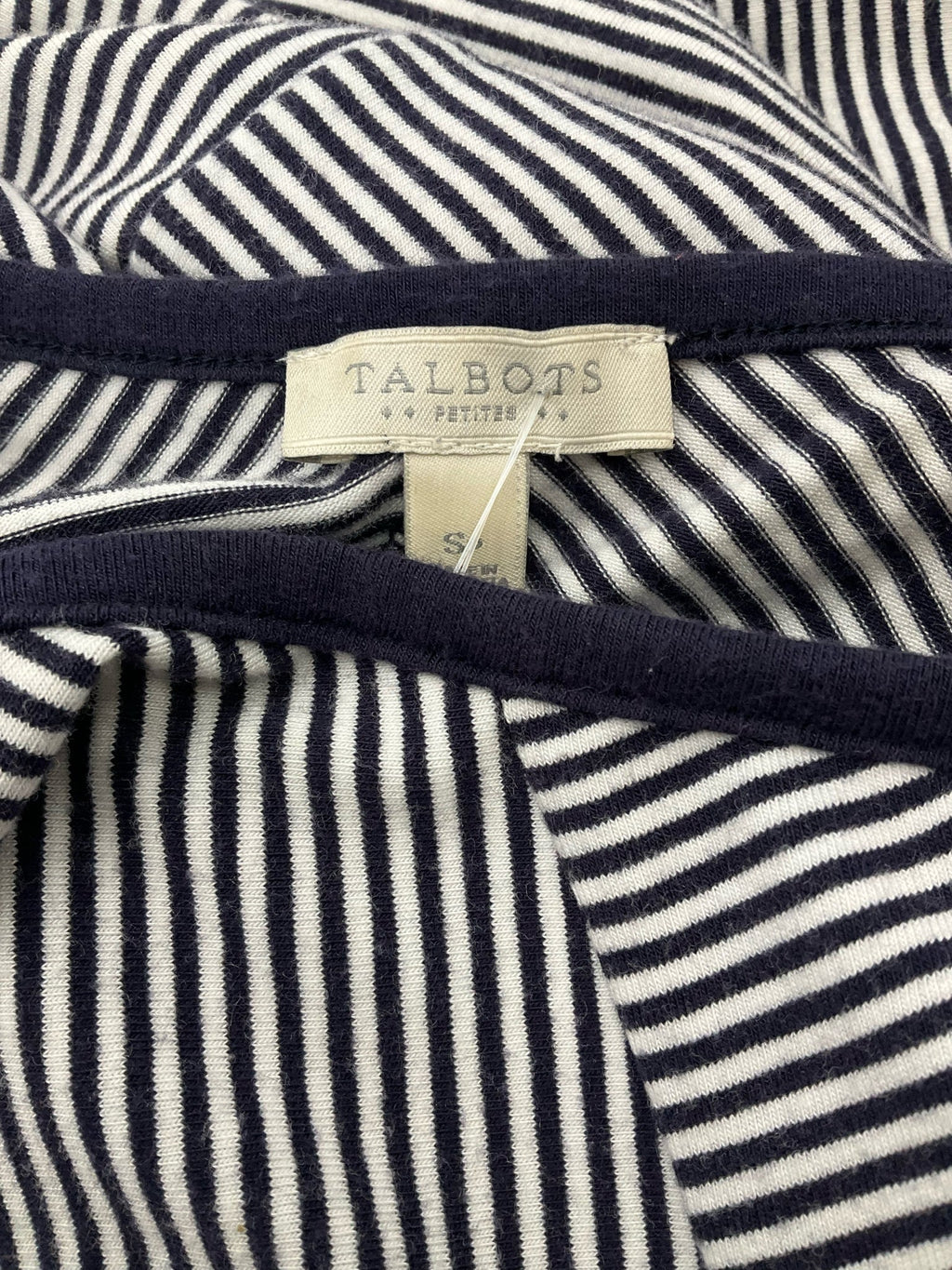 Talbots Navy/White Stripe Pre-Owned Ladies Dress - Size Small Petite
