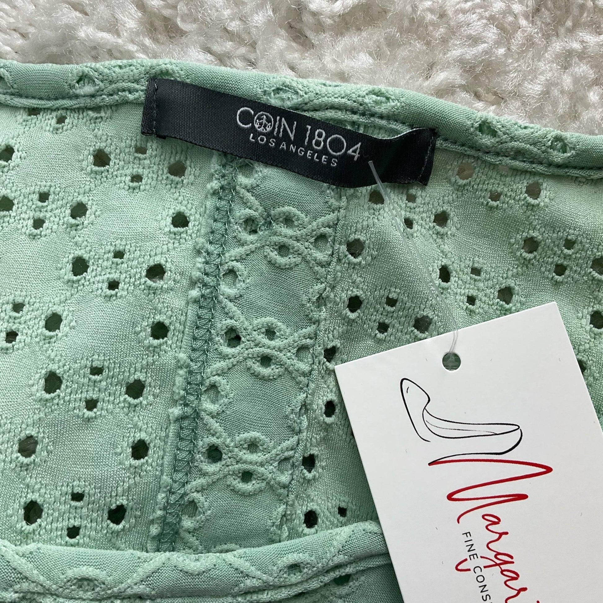 Coin 1804 Green Eyelet Top - Size Small - Margaret’s Fine Consignment
