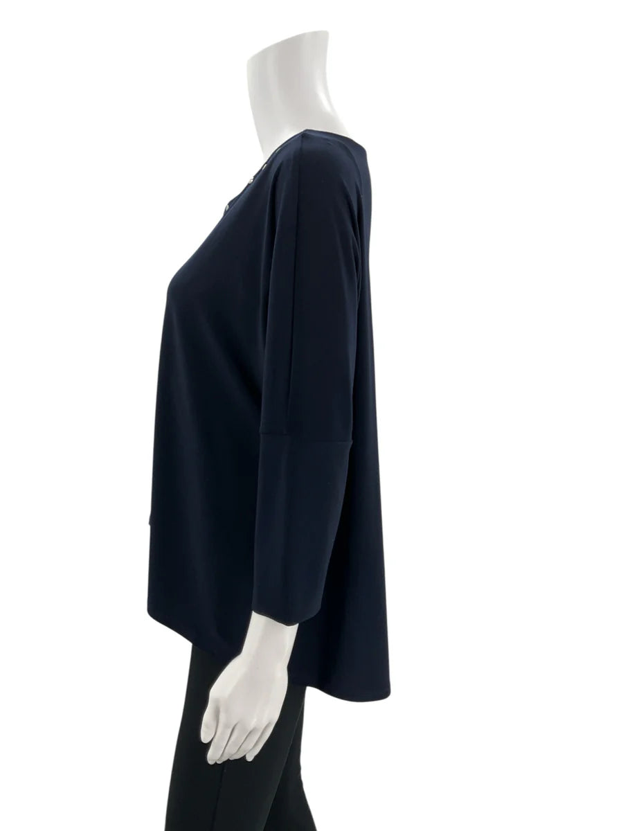Joseph Ribkoff Navy Studded Keyhole Top – Size 10, Excellent Pre-Owned