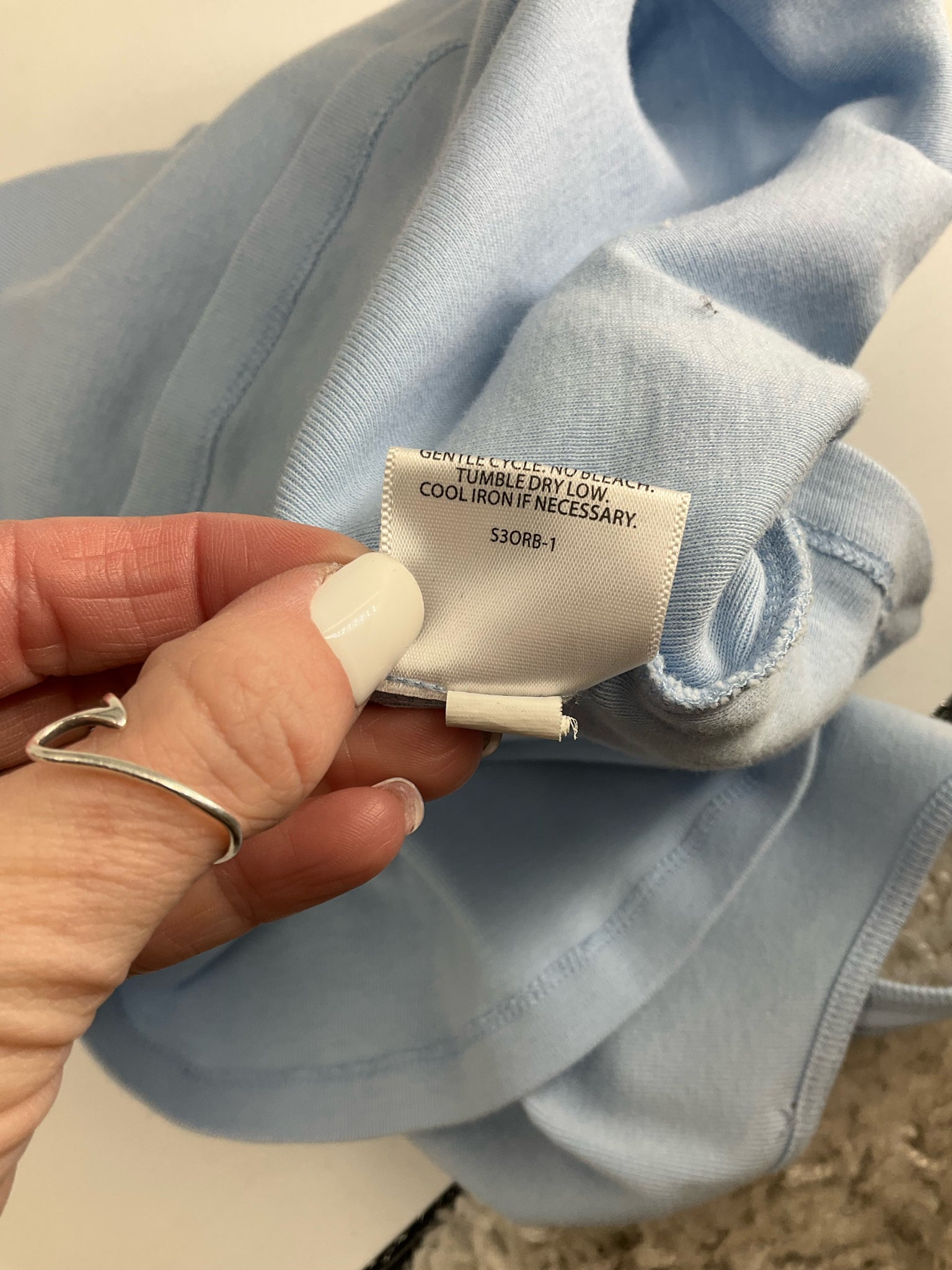 Eileen Fisher - Baby Blue Solid Pre-Owned Ladies Casual Top - Size Large