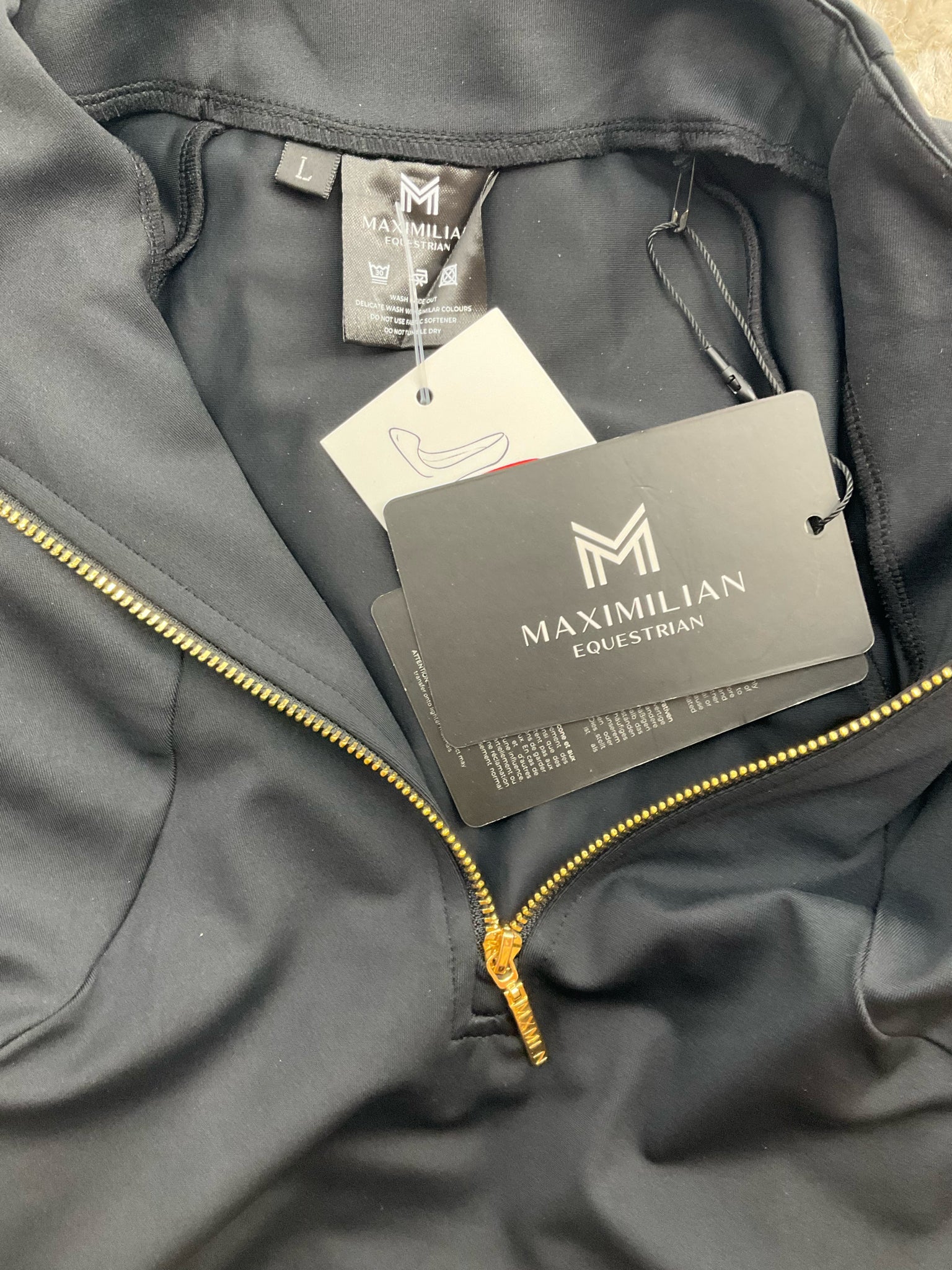 Maximilian Black Solid Pre-Owned Ladies New With Tags Jacket -  Size Large