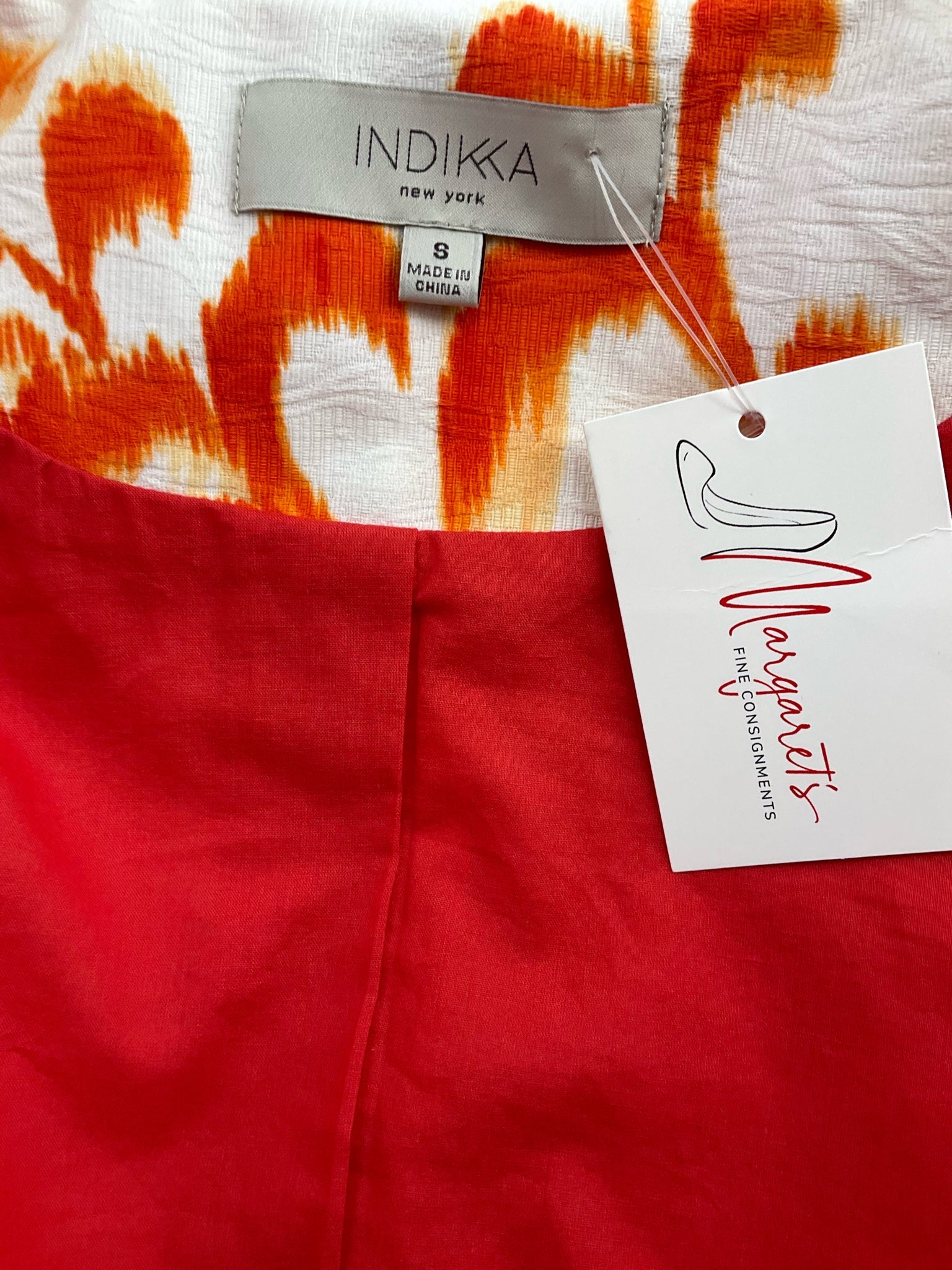 Indikka Orange/Multi Print Pre-Owned Ladies Jacket- Size Small