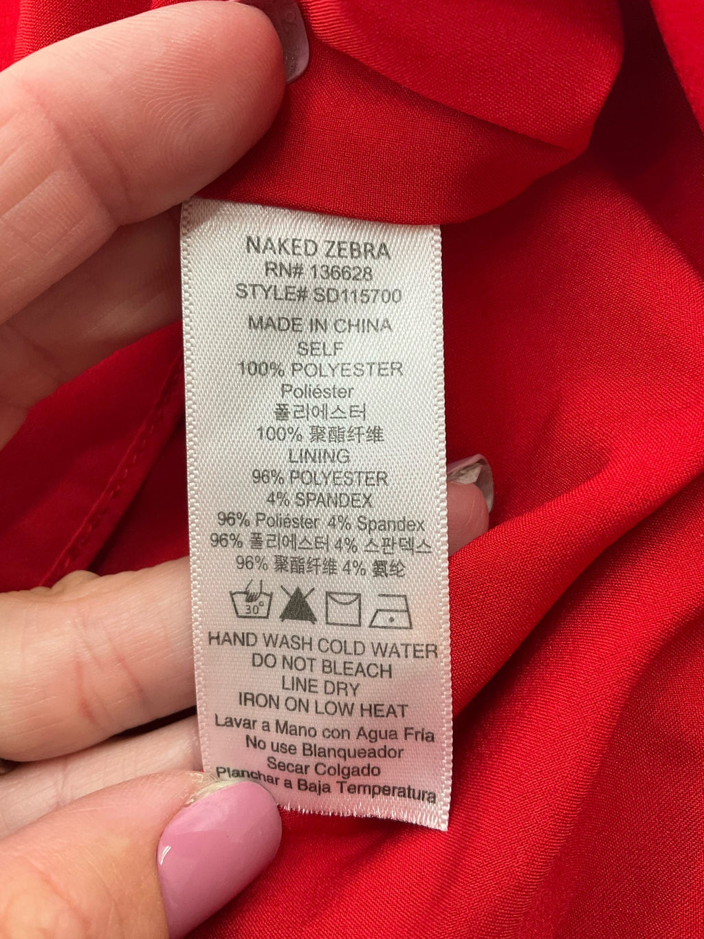 Naked Zebra Red Solid Pre-Owned Ladies Dress - Size S/M