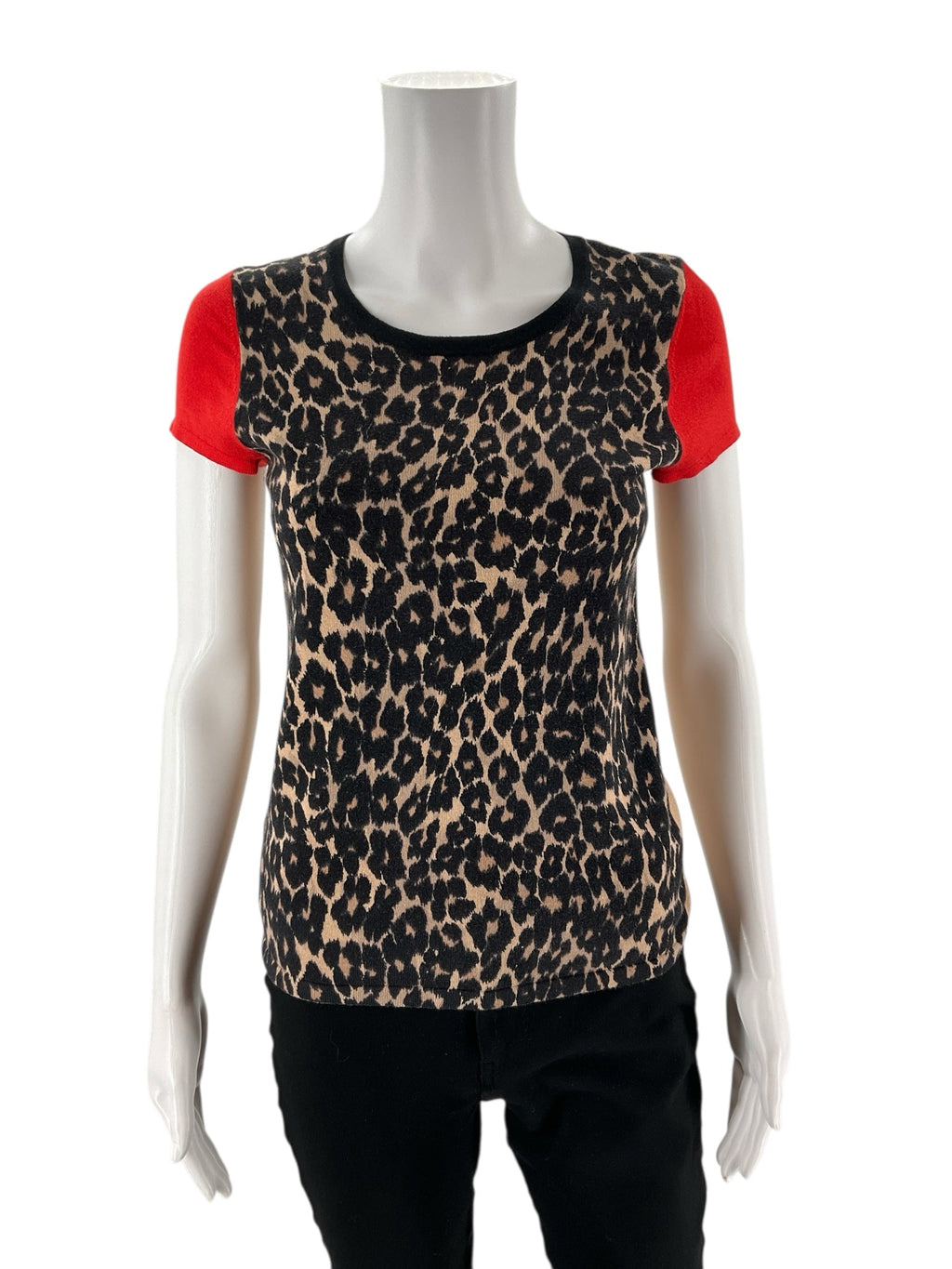 Ann Taylor - Red/Black/Tan Cheetah Pre-Owned Ladies Casual Top - Size Small Petite