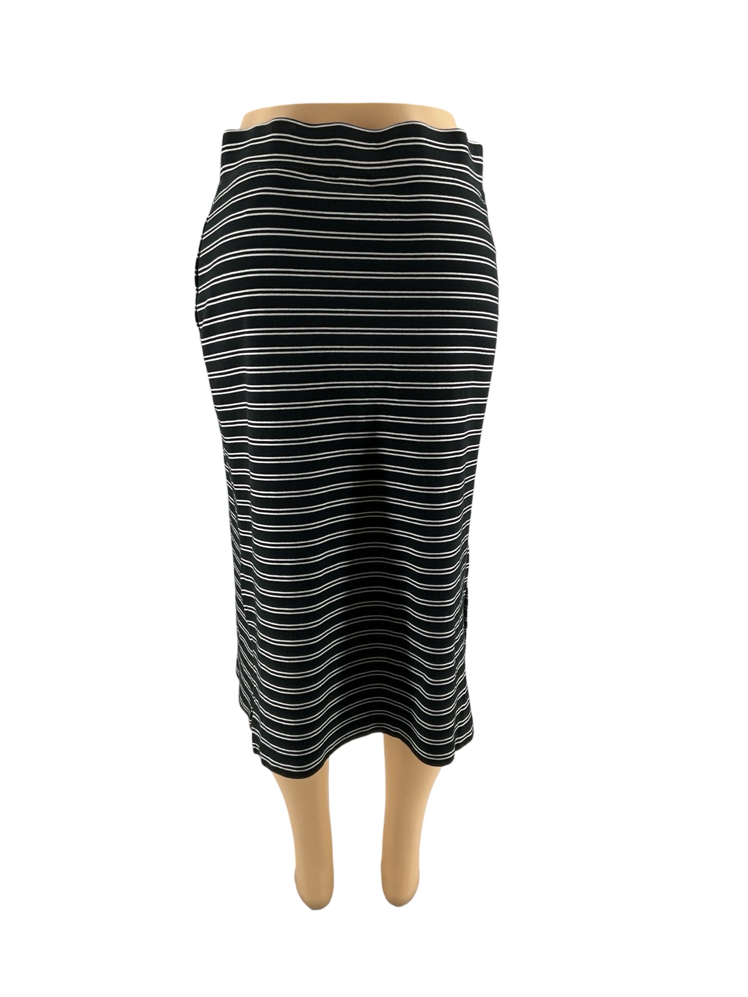 Issac Mizrahi - black/white Stripe Pre-Owned Ladies Skirt - Size Medium