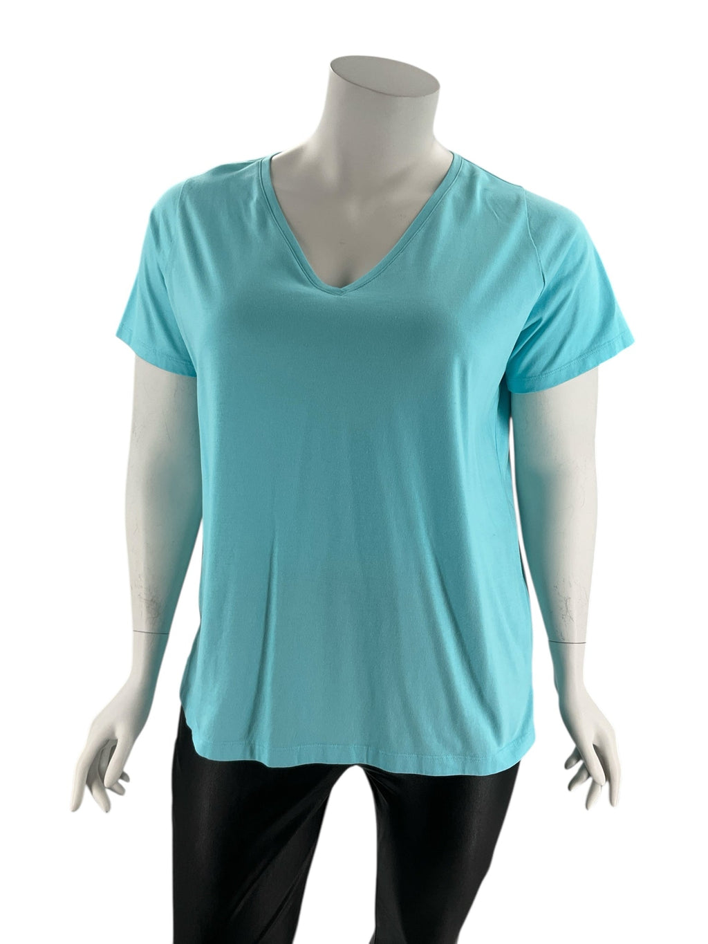 Lands End Aqua Solid Pre-Owned Ladies Casual Top -  Size 1X