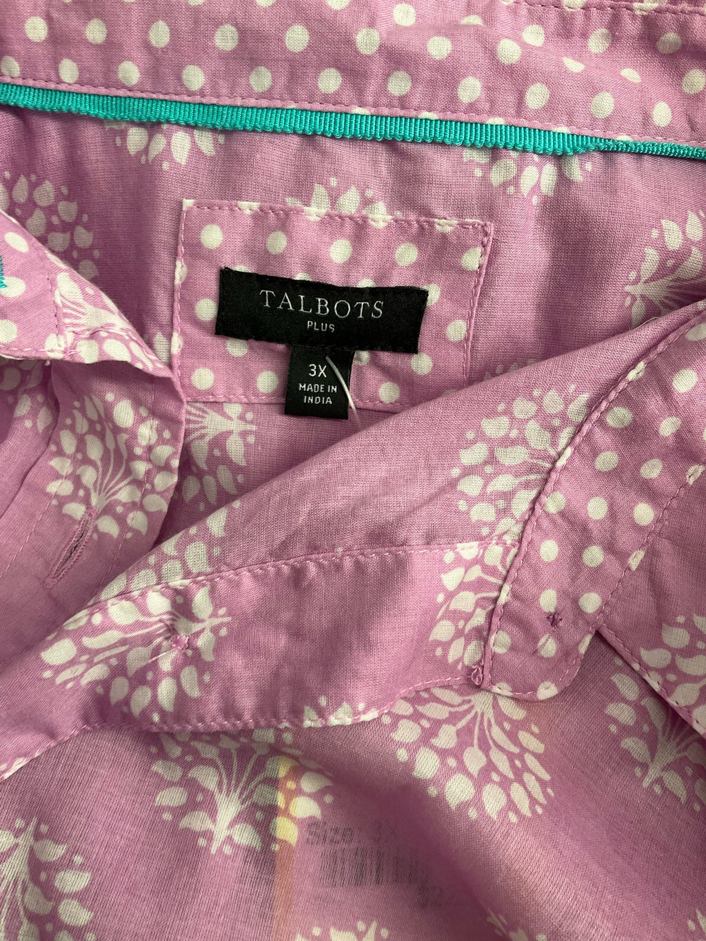Talbots Pink/White Print Pre-Owned Ladies Casual Top -  Size 3X