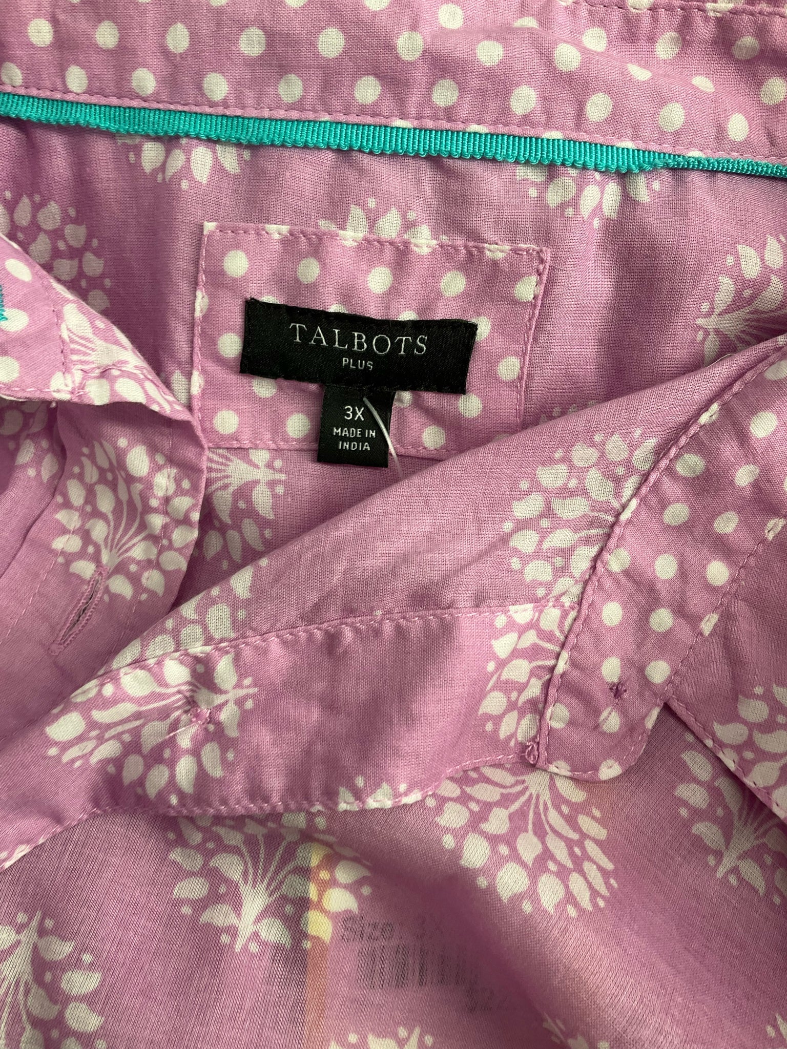 Talbots Pink/White Print Pre-Owned Ladies Casual Top -  Size 3X