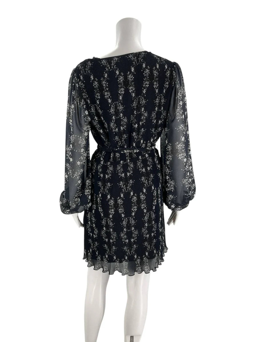 1 State Navy/Gray Floral Pre-Owned Ladies Dress - Size 6