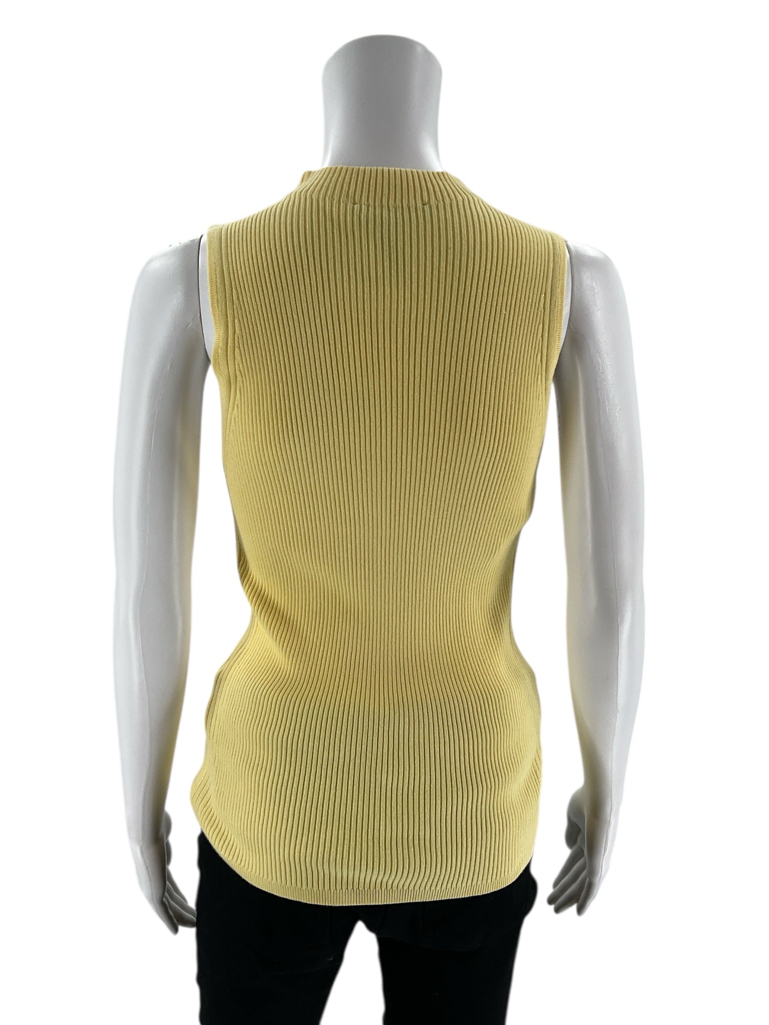 White House -  Yellow Ribbed Pre-Owned Ladies Casual Top - Size M