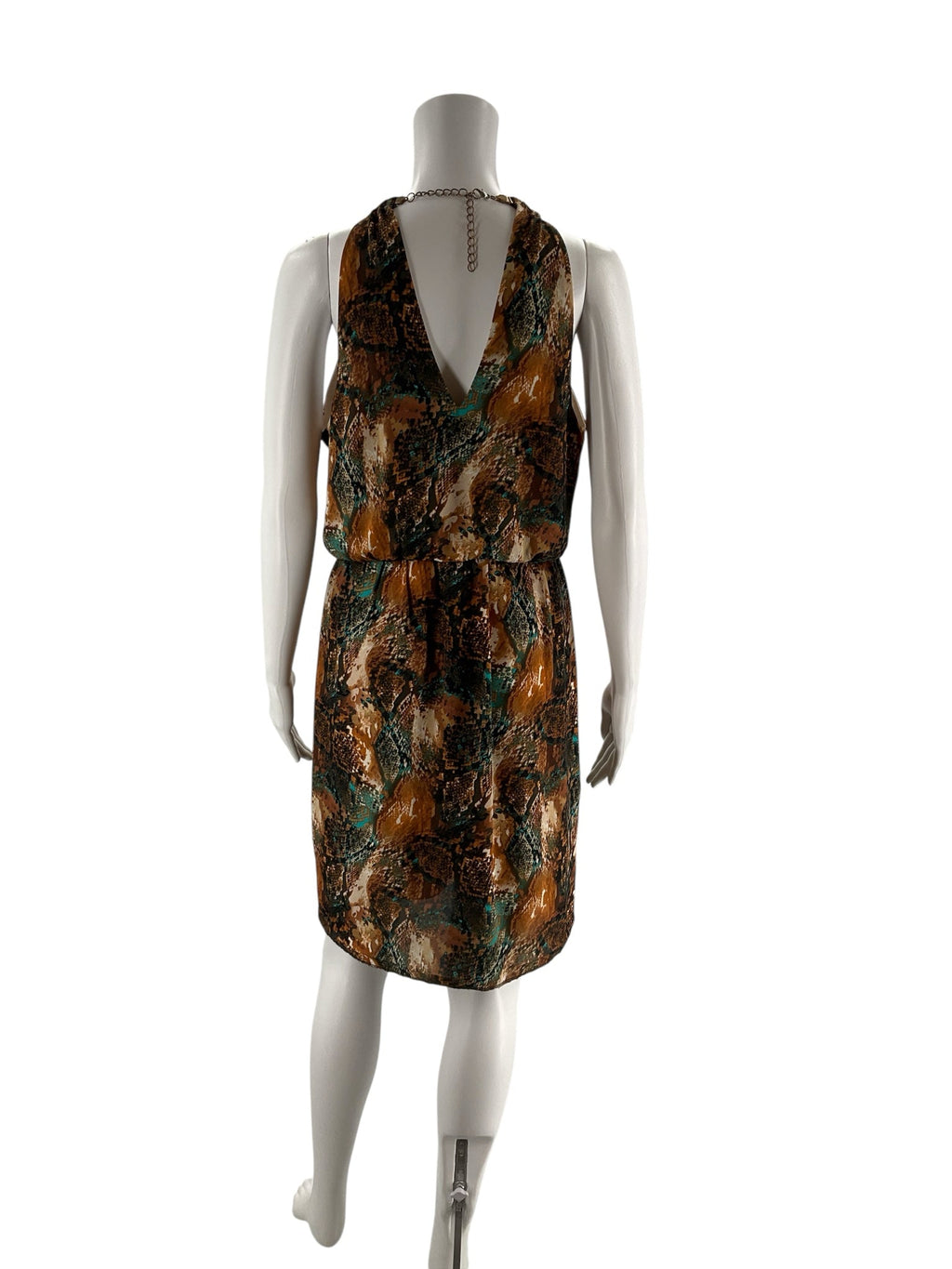 Bisou Bisou Brown/Teal Snake Pre-Owned Ladies Dress - Size 6